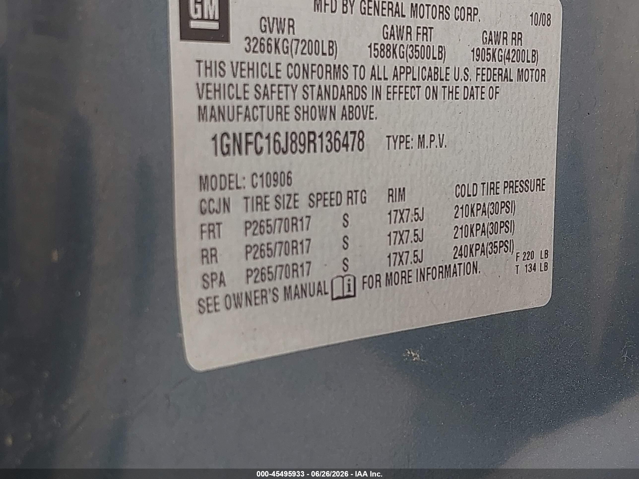 2009 Chevrolet Suburban 1500 Ls Blue vin: 1GNFC16J89R136478