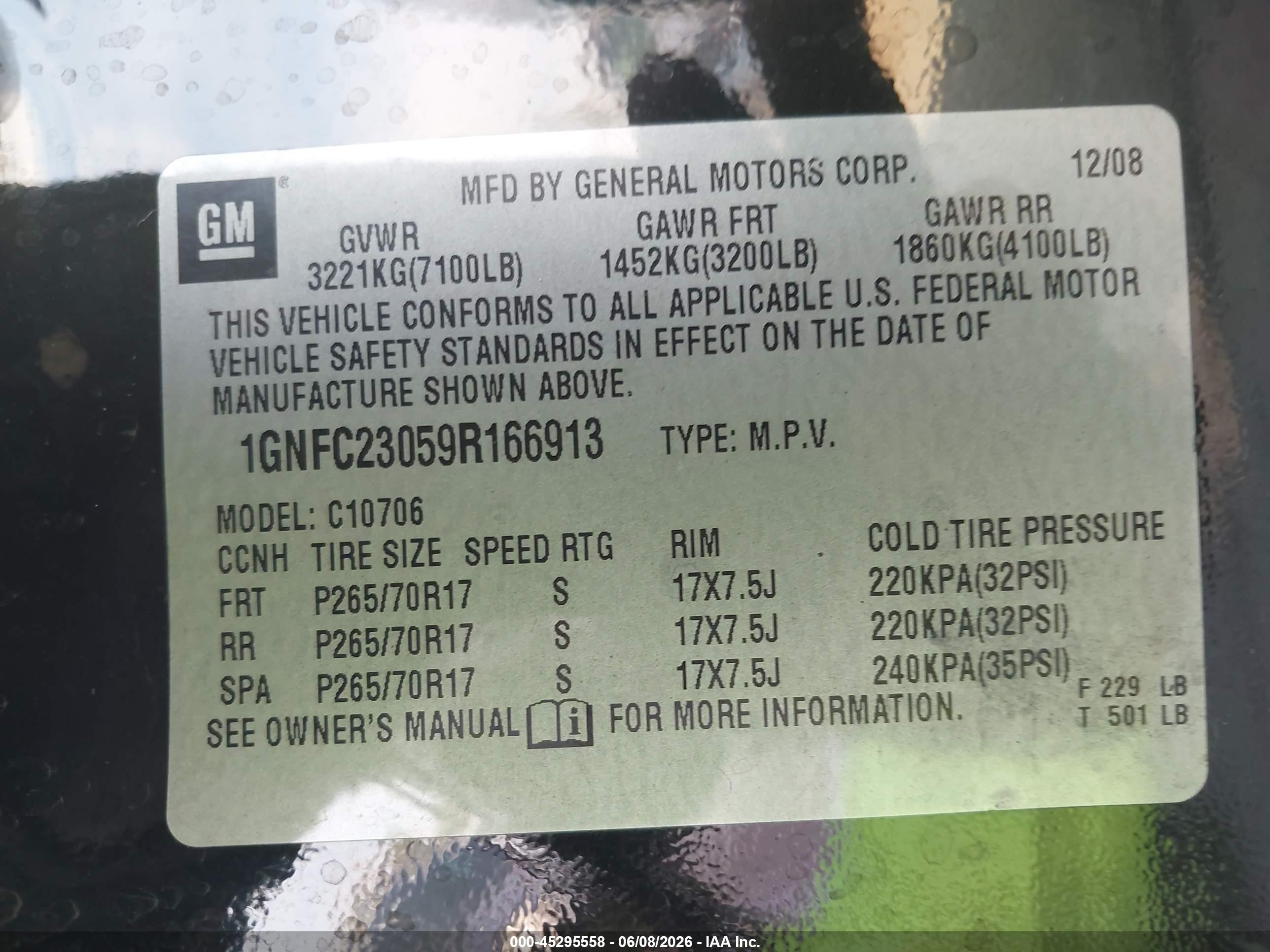 2009 Chevrolet Tahoe Lt2 Black vin: 1GNFC23059R166913