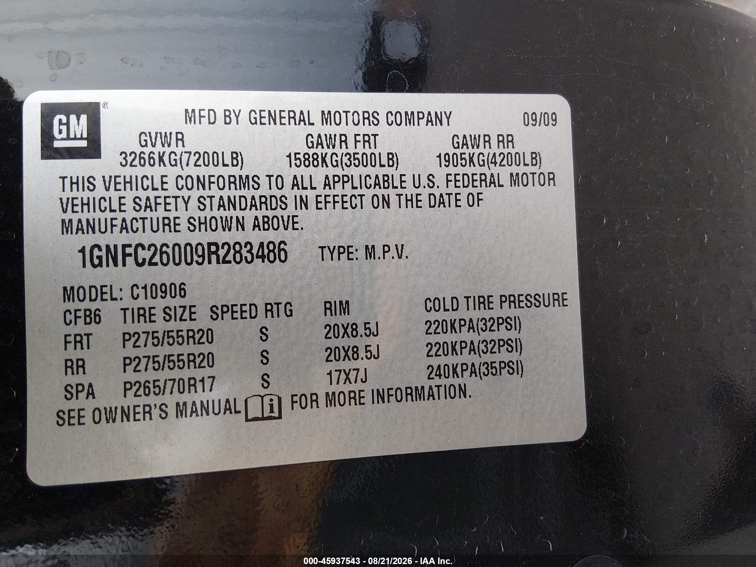 2009 Chevrolet Suburban 1500 Lt1 Black vin: 1GNFC26009R283486