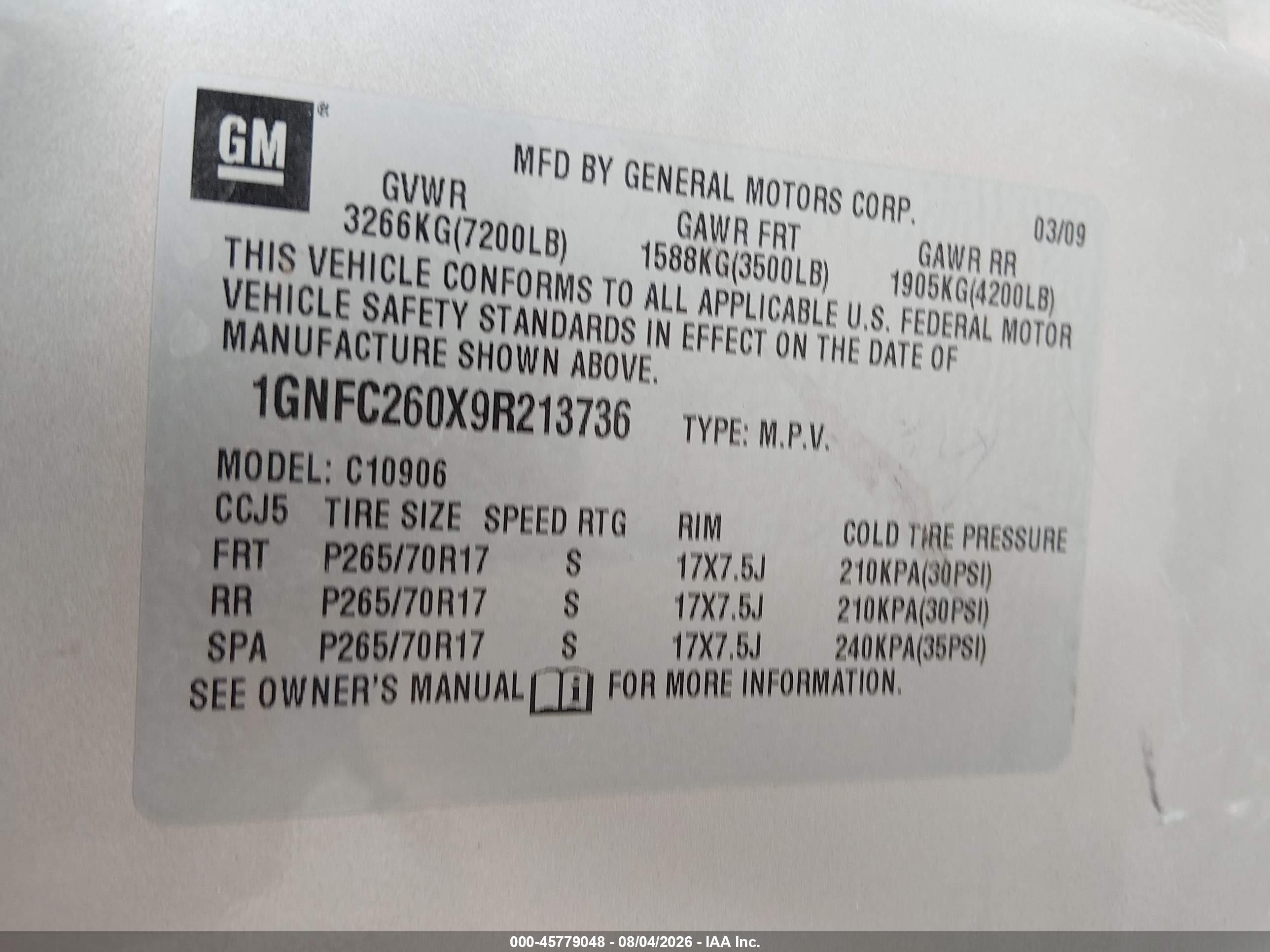 2009 Chevrolet Suburban 1500 Lt2 Gray vin: 1GNFC260X9R213736