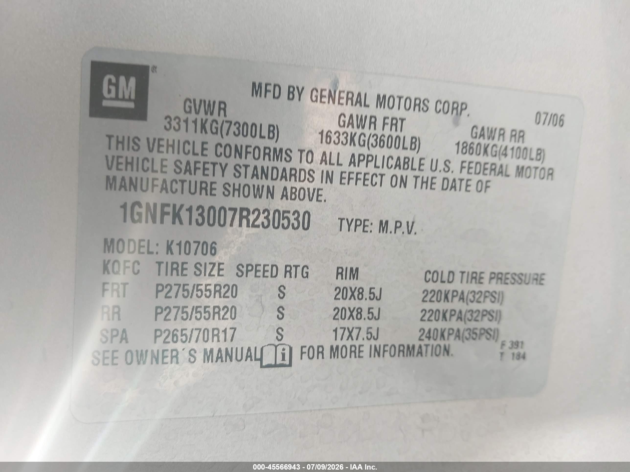 2007 Chevrolet Tahoe K1500 Серебряный vin: 1GNFK13007R2305  