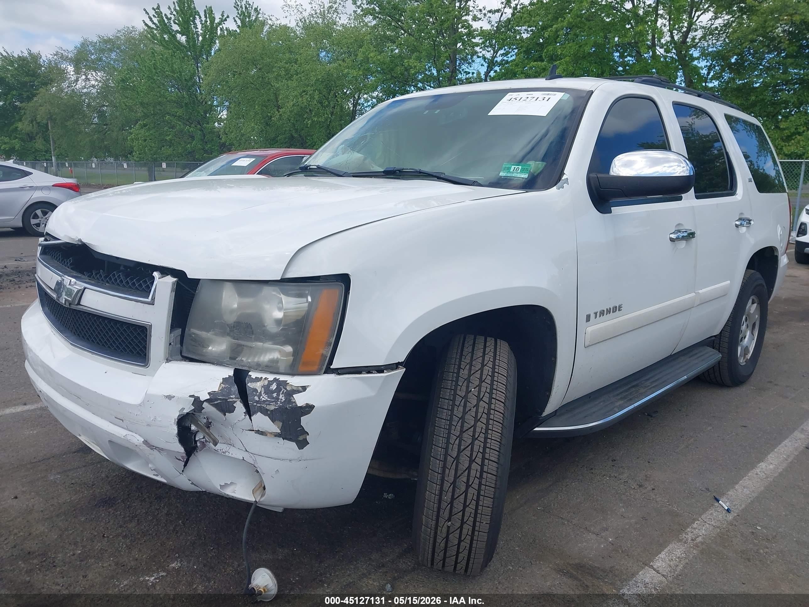 2007 Chevrolet Tahoe Ltz White vin: 1GNFK13027J407044