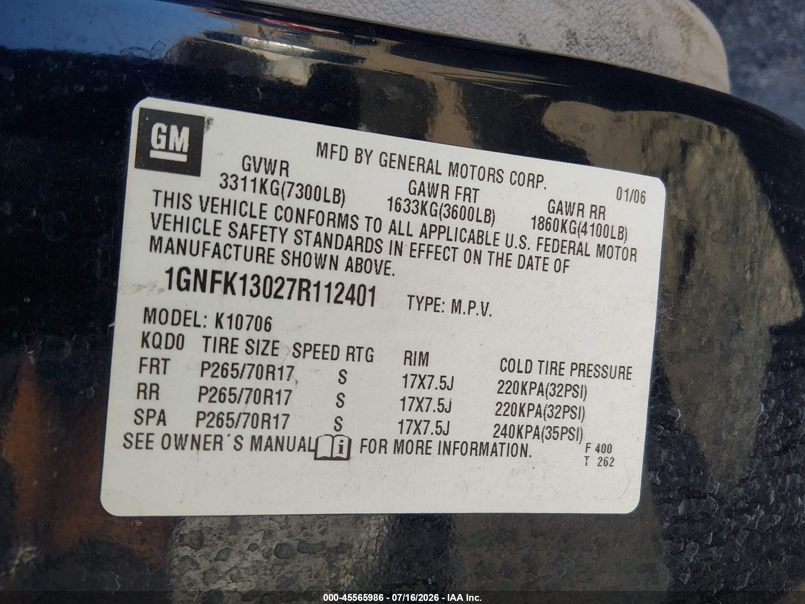 2007 Chevrolet Tahoe Ls Blue vin: 1GNFK13027R112401
