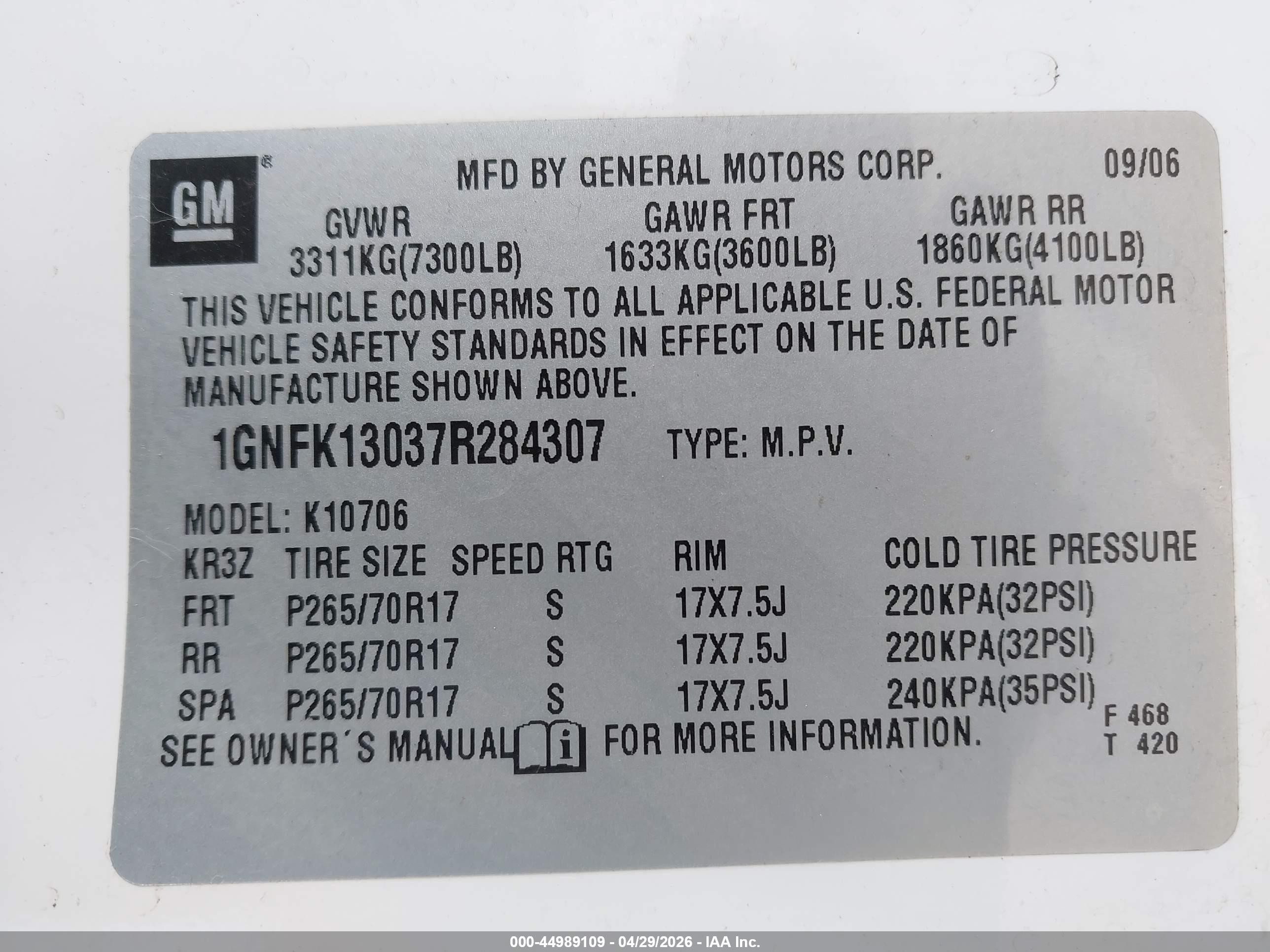 2007 Chevrolet Tahoe Lt White vin: 1GNFK13037R284307