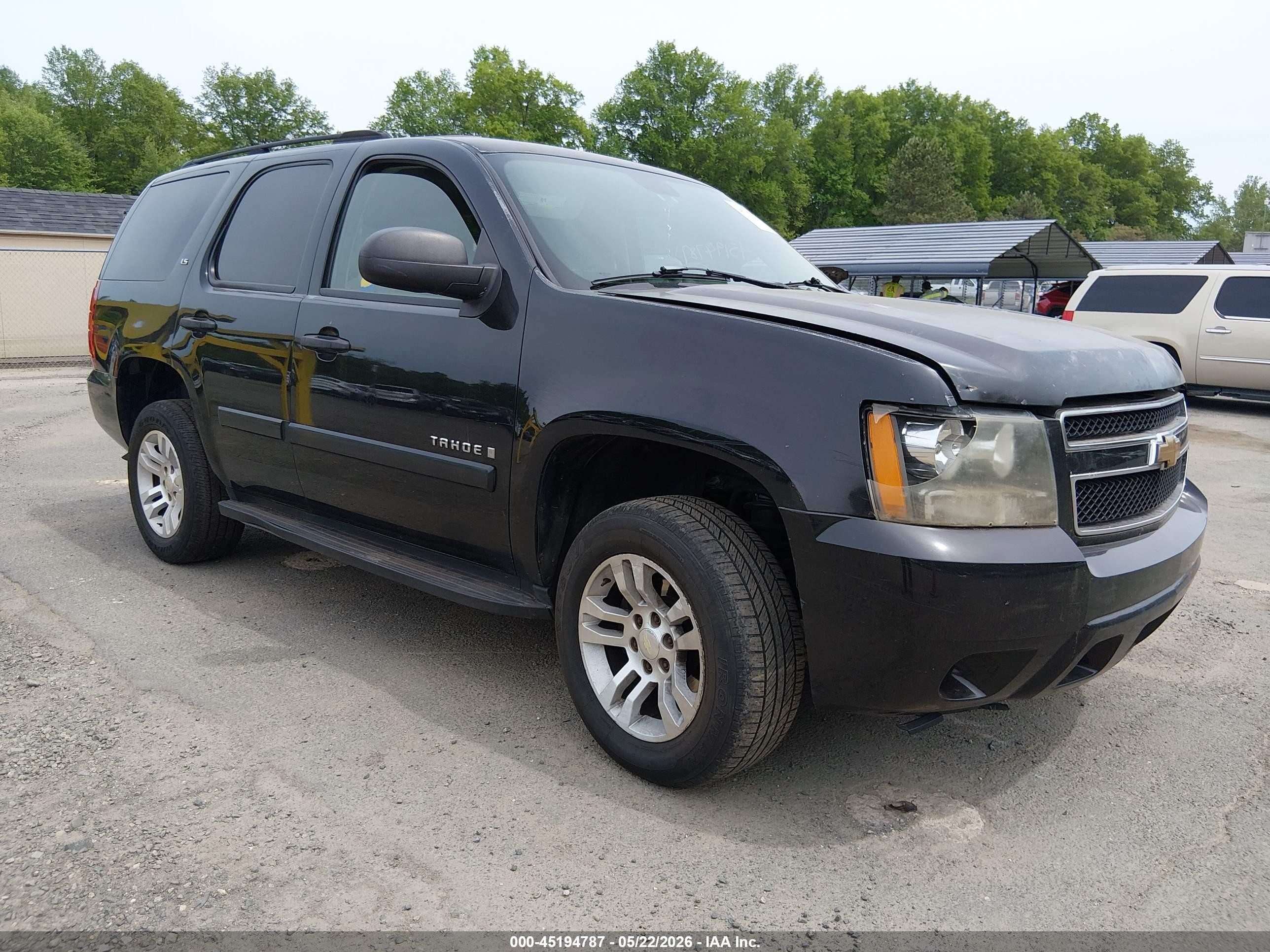 2007 Chevrolet Tahoe Ls Black vin: 1GNFK13047J289174