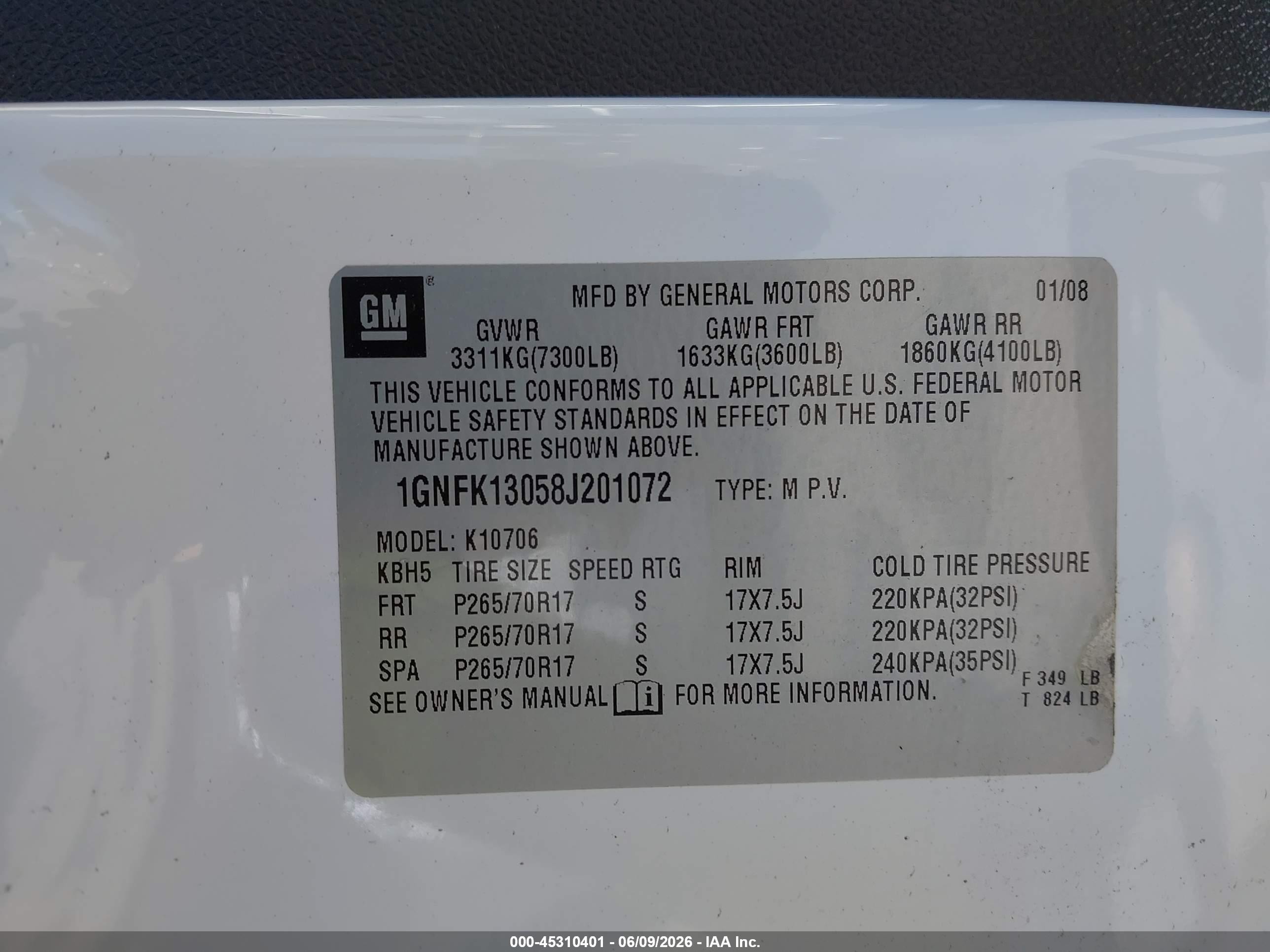 2008 Chevrolet Tahoe Ls Белый vin: 1GNFK13058J201072