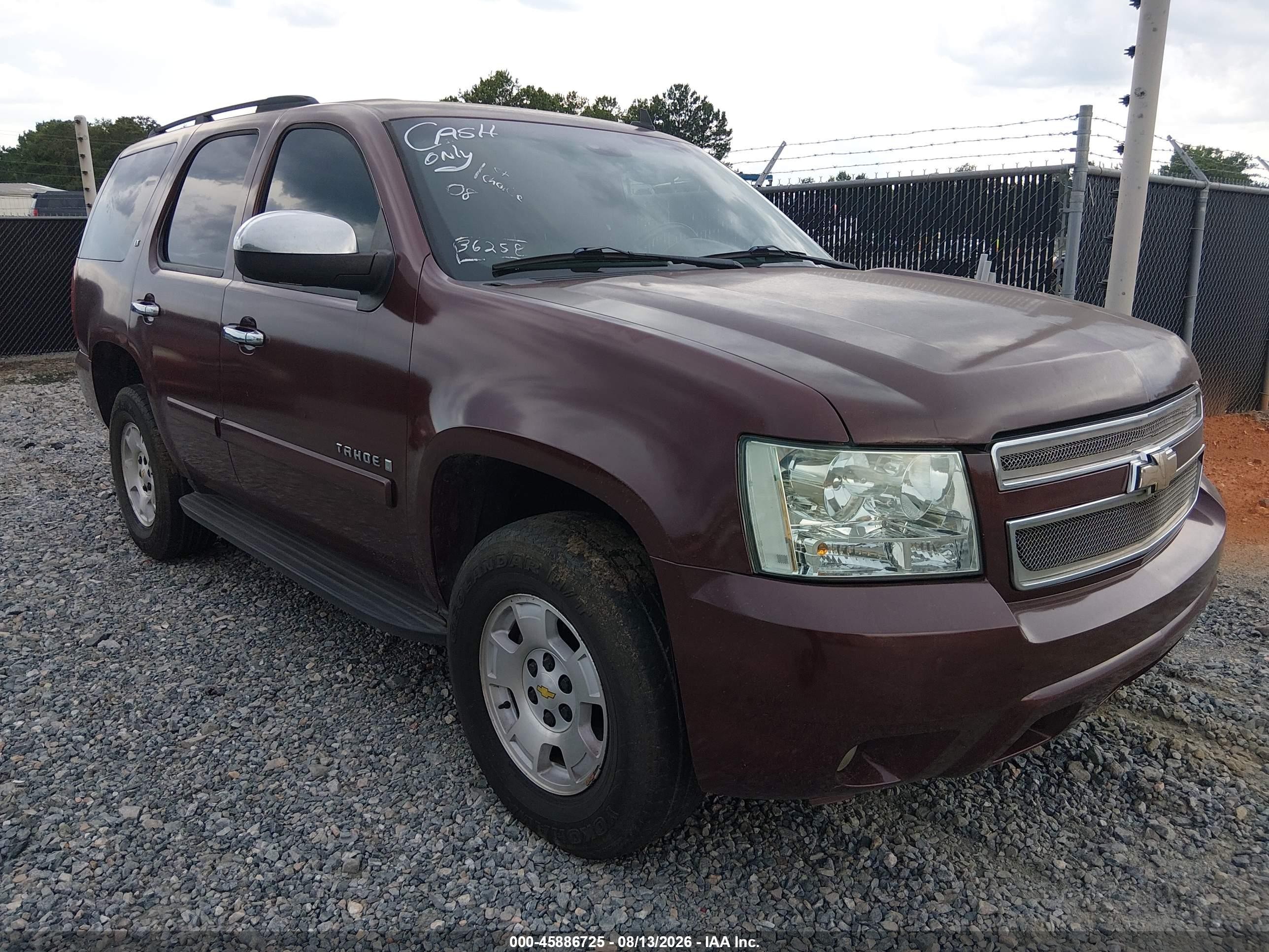 2008 Chevrolet Tahoe Lt Maroon vin: 1GNFK13068R254445
