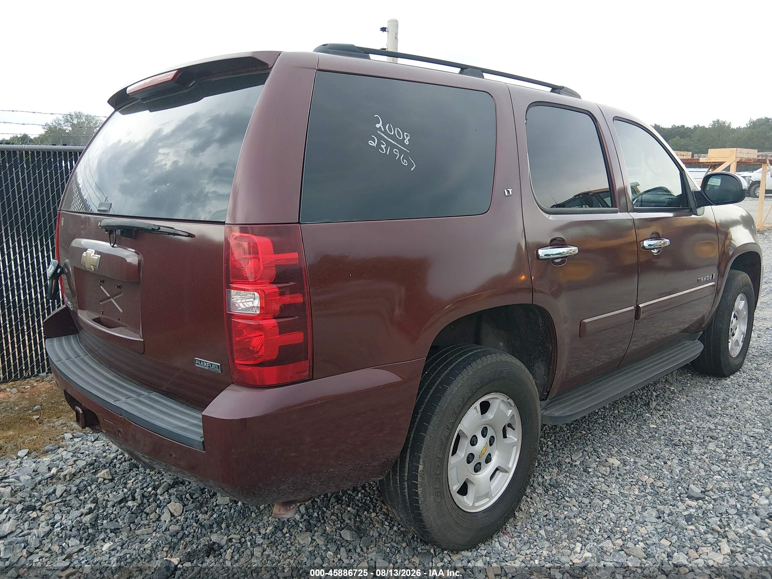 2008 Chevrolet Tahoe Lt Maroon vin: 1GNFK13068R254445