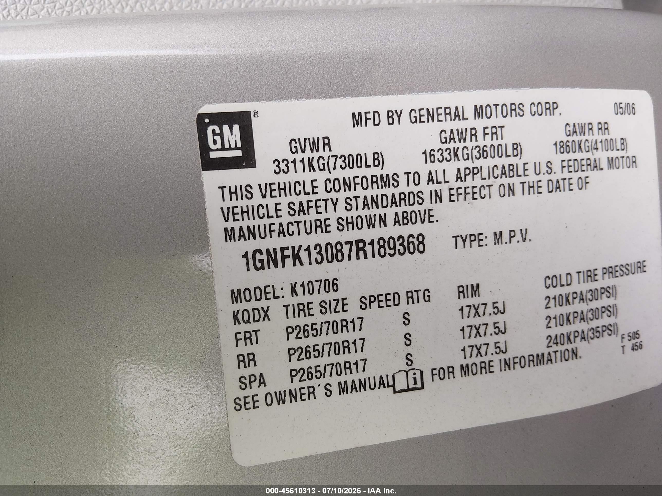 2007 Chevrolet Tahoe Lt Silver vin: 1GNFK13087R189368