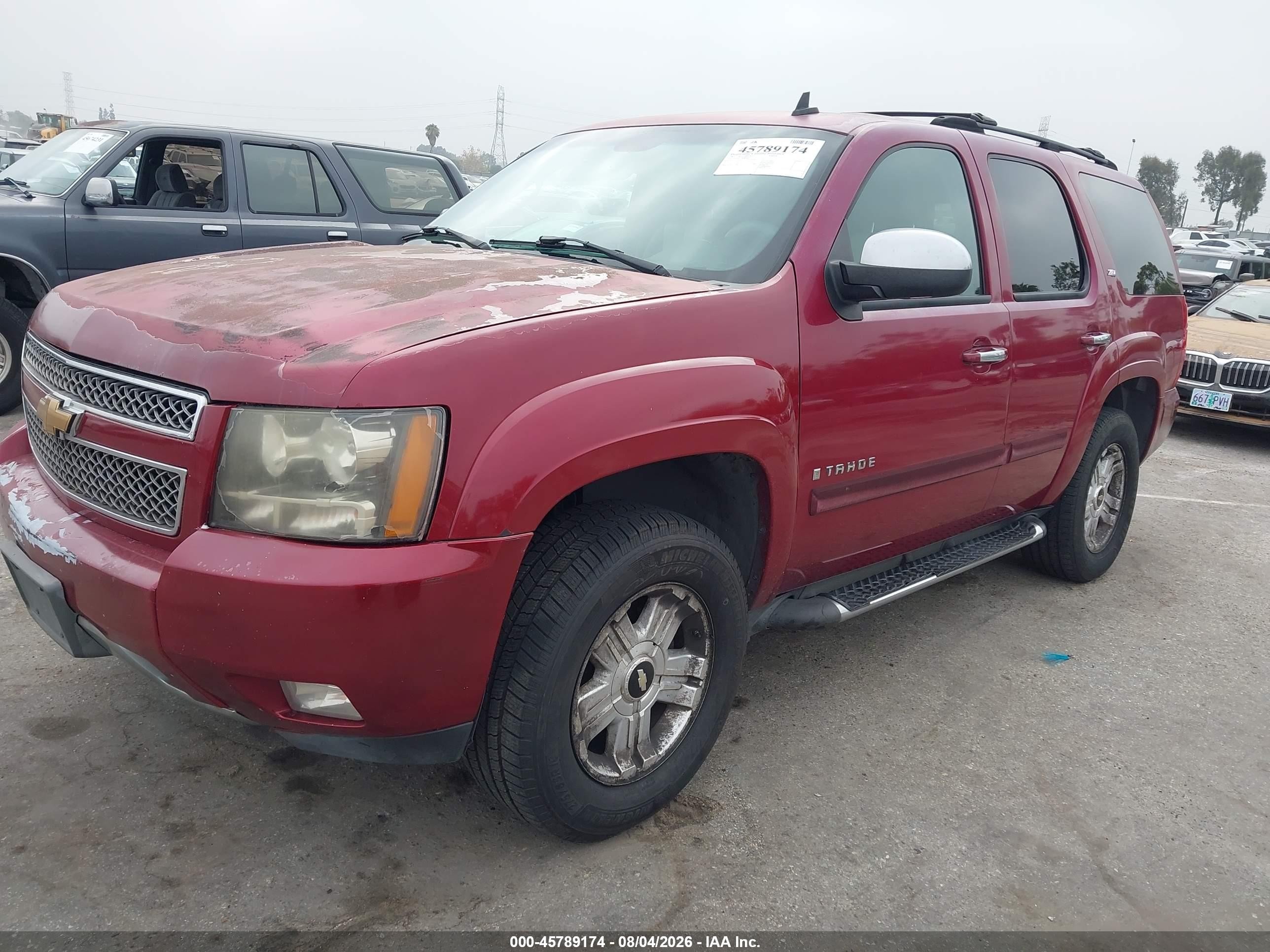 2007 Chevrolet Tahoe Lt Burgundy vin: 1GNFK13087R291723
