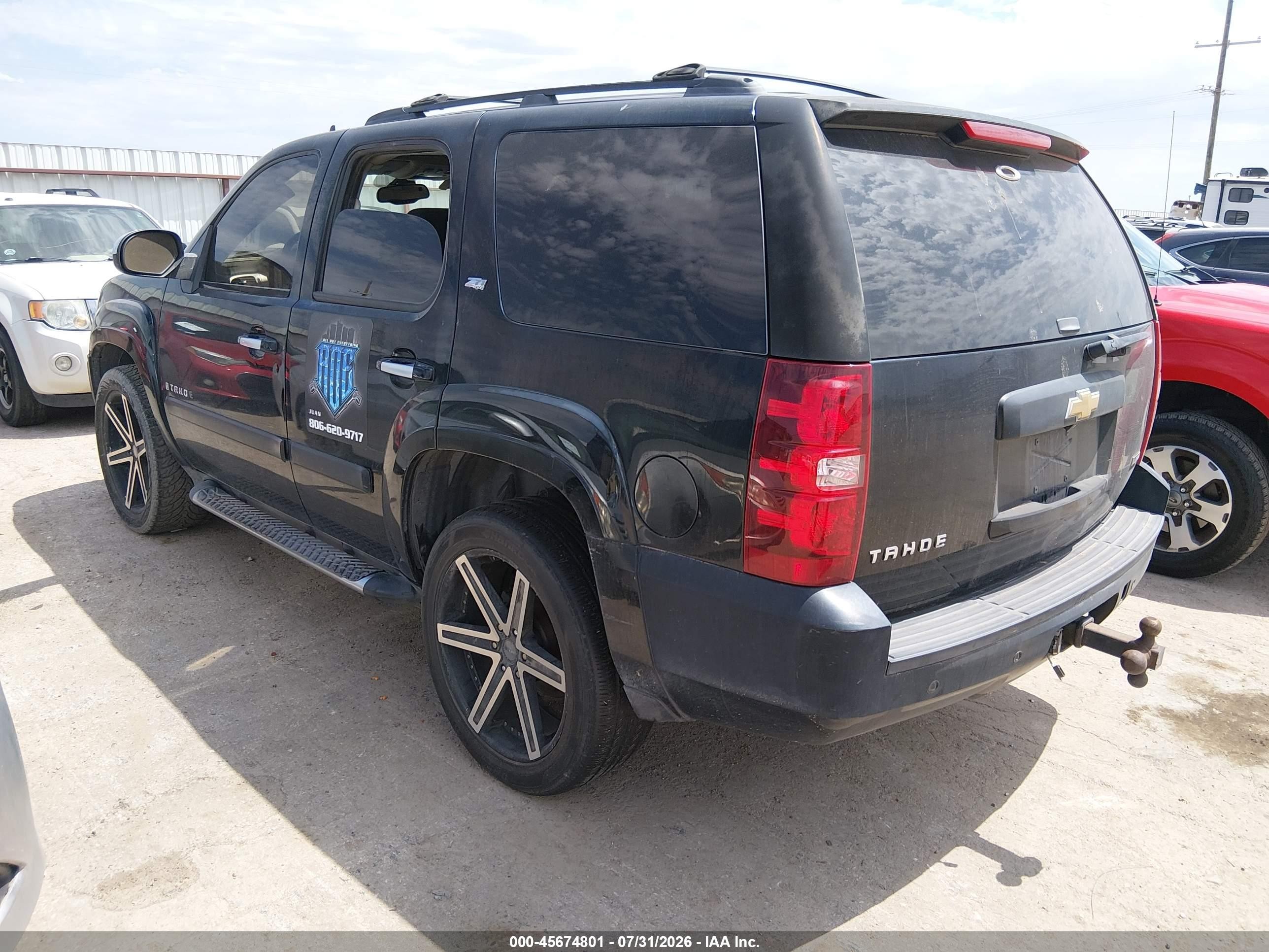 2007 Chevrolet Tahoe Lt Black vin: 1GNFK13097R352755
