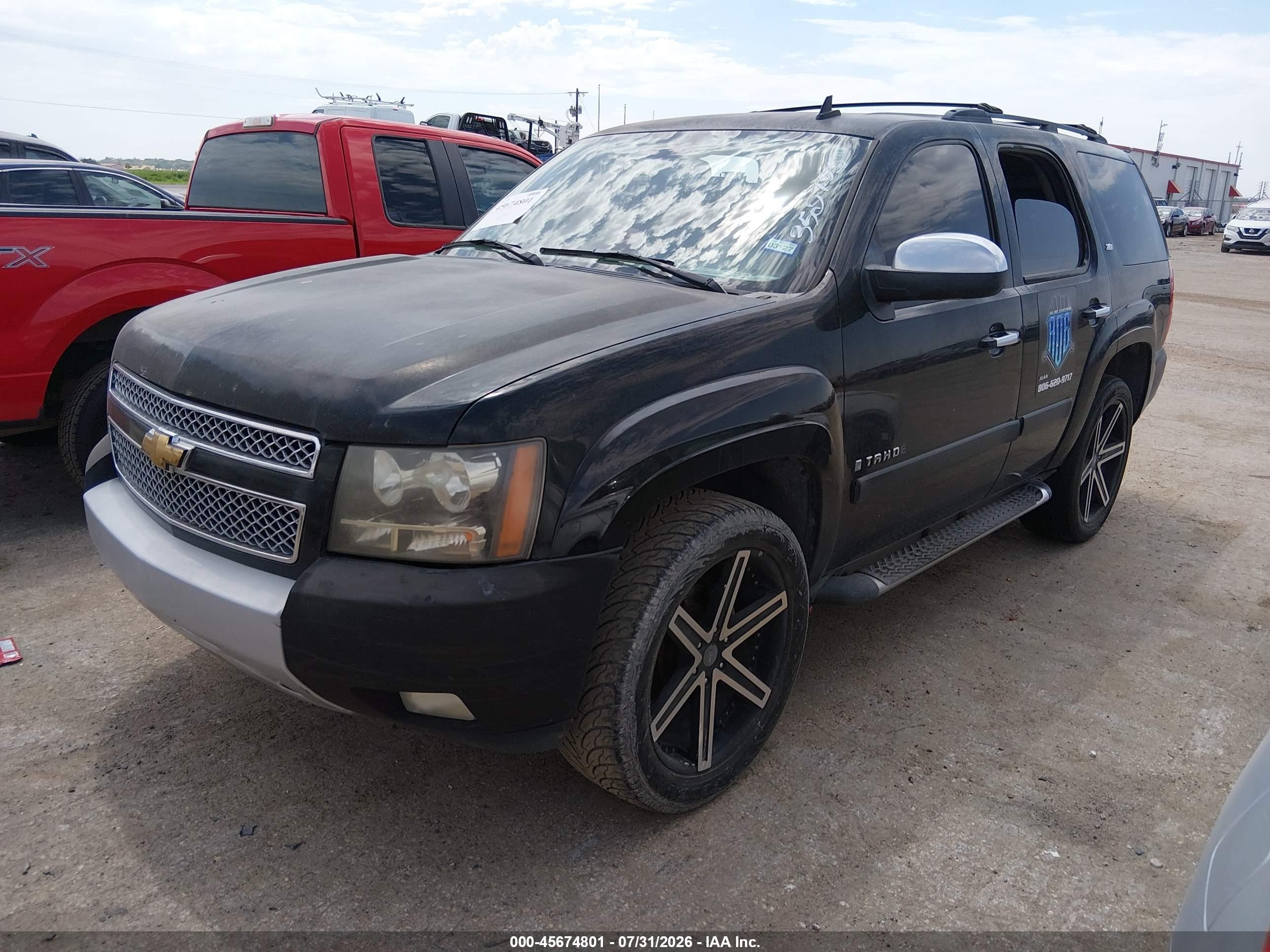 2007 Chevrolet Tahoe Lt Black vin: 1GNFK13097R352755