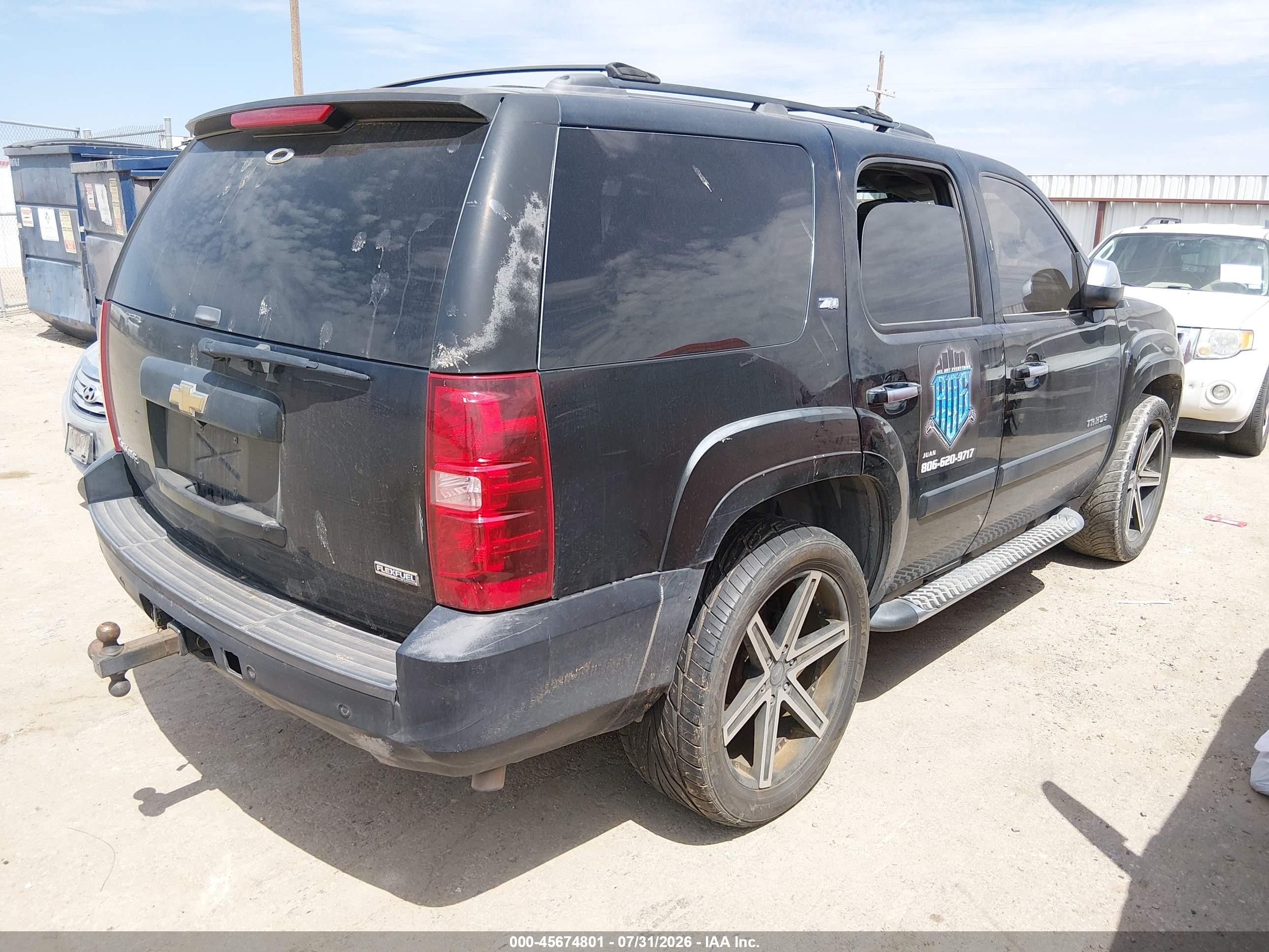 2007 Chevrolet Tahoe Lt Black vin: 1GNFK13097R352755