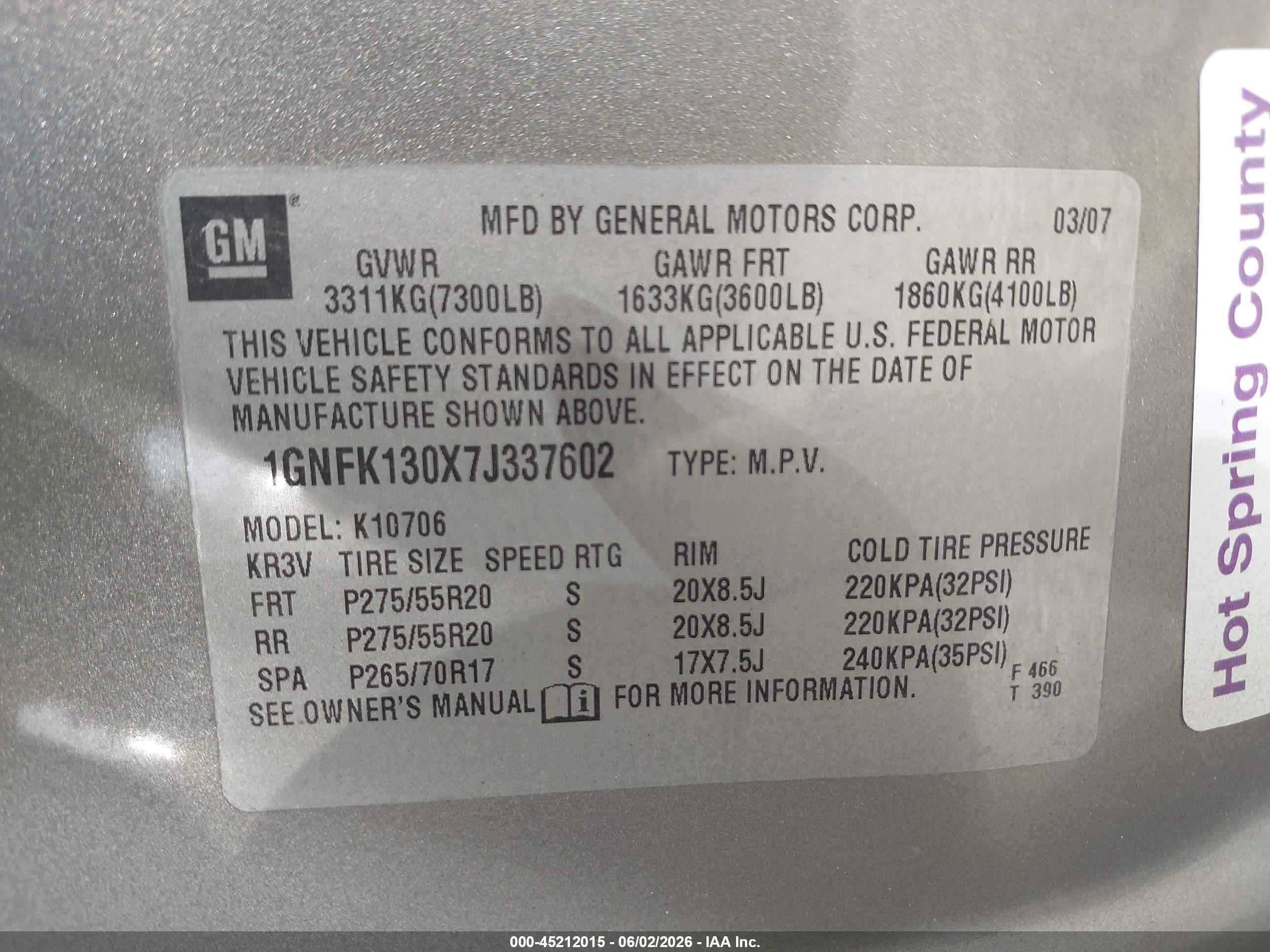 2007 Chevrolet Tahoe Ltz Серый vin: 1GNFK130X7J337602