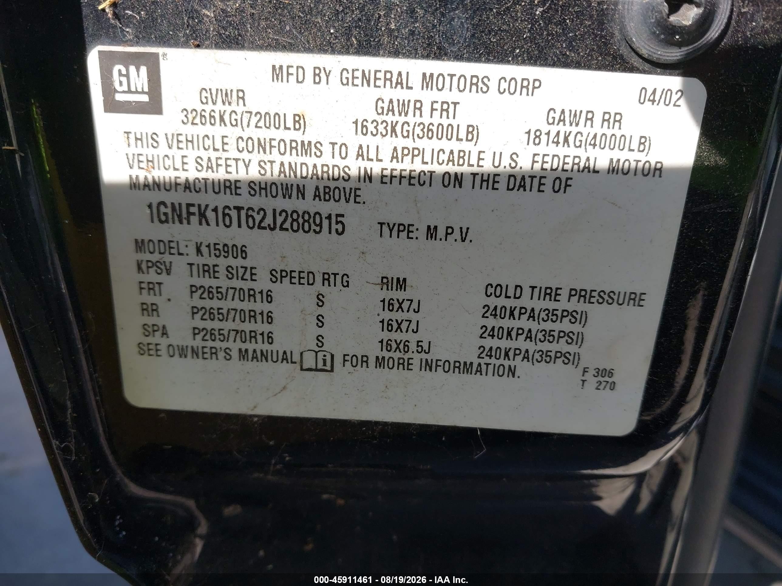 2002 Chevrolet Suburban 1500 Lt Black vin: 1GNFK16T62J288915