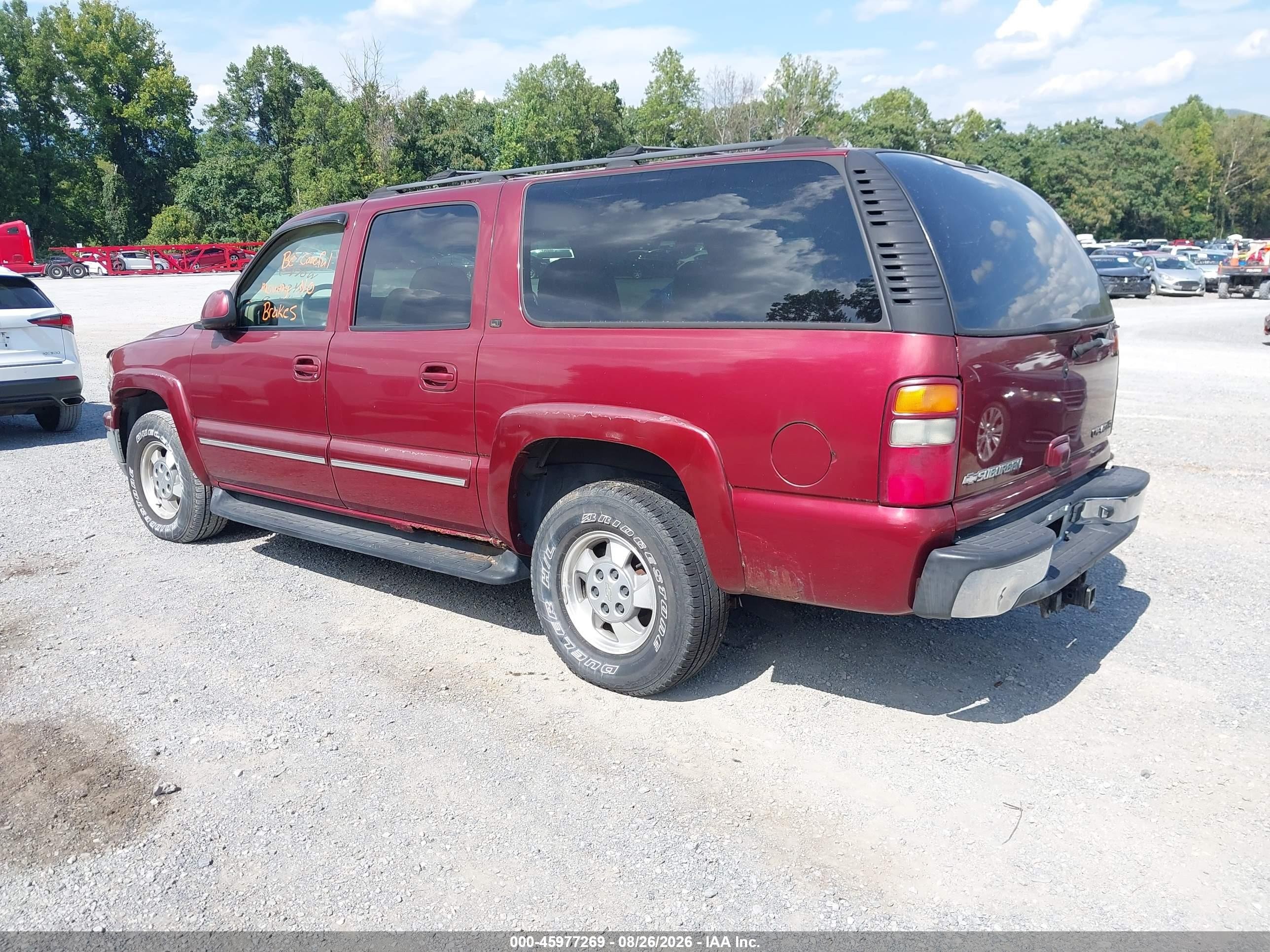 2002 Chevrolet Suburban 1500 Lt Red vin: 1GNFK16ZX2J280790