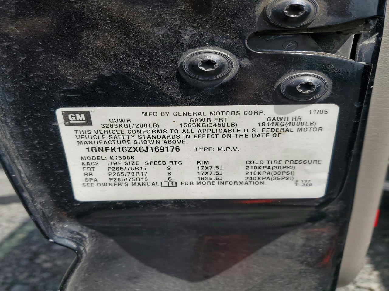 2006 Chevrolet Suburban K1500 Black vin: 1GNFK16ZX6J169176