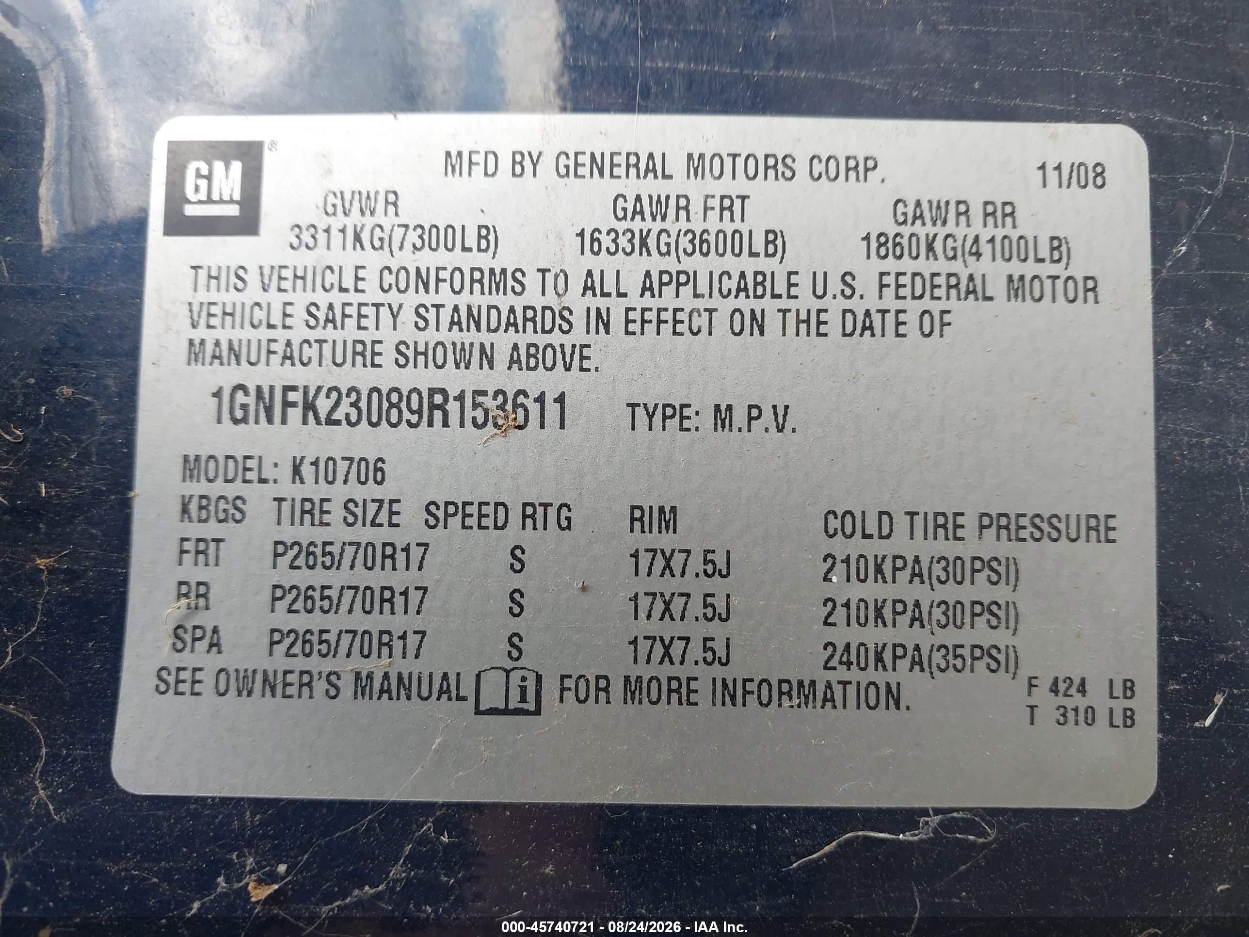 2009 Chevrolet Tahoe Lt1 Dark Blue vin: 1GNFK23089R153611