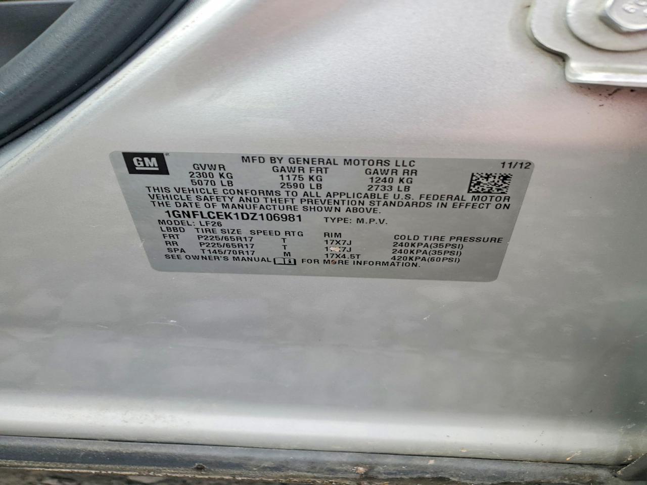 2013 Chevrolet Equinox Ls Silver vin: 1GNFLCEK1DZ106981