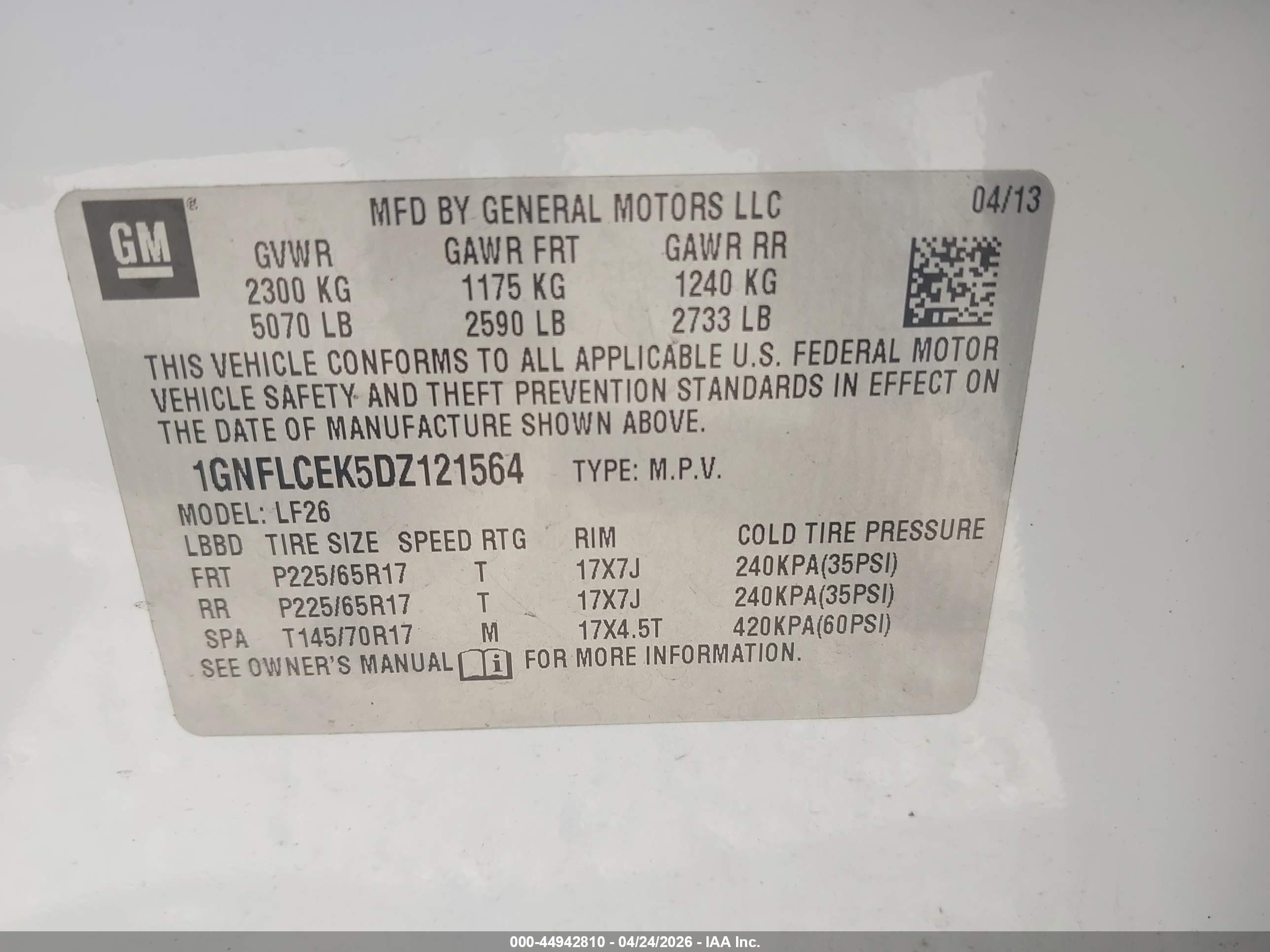 2013 Chevrolet Equinox Ls White vin: 1GNFLCEK5DZ121564