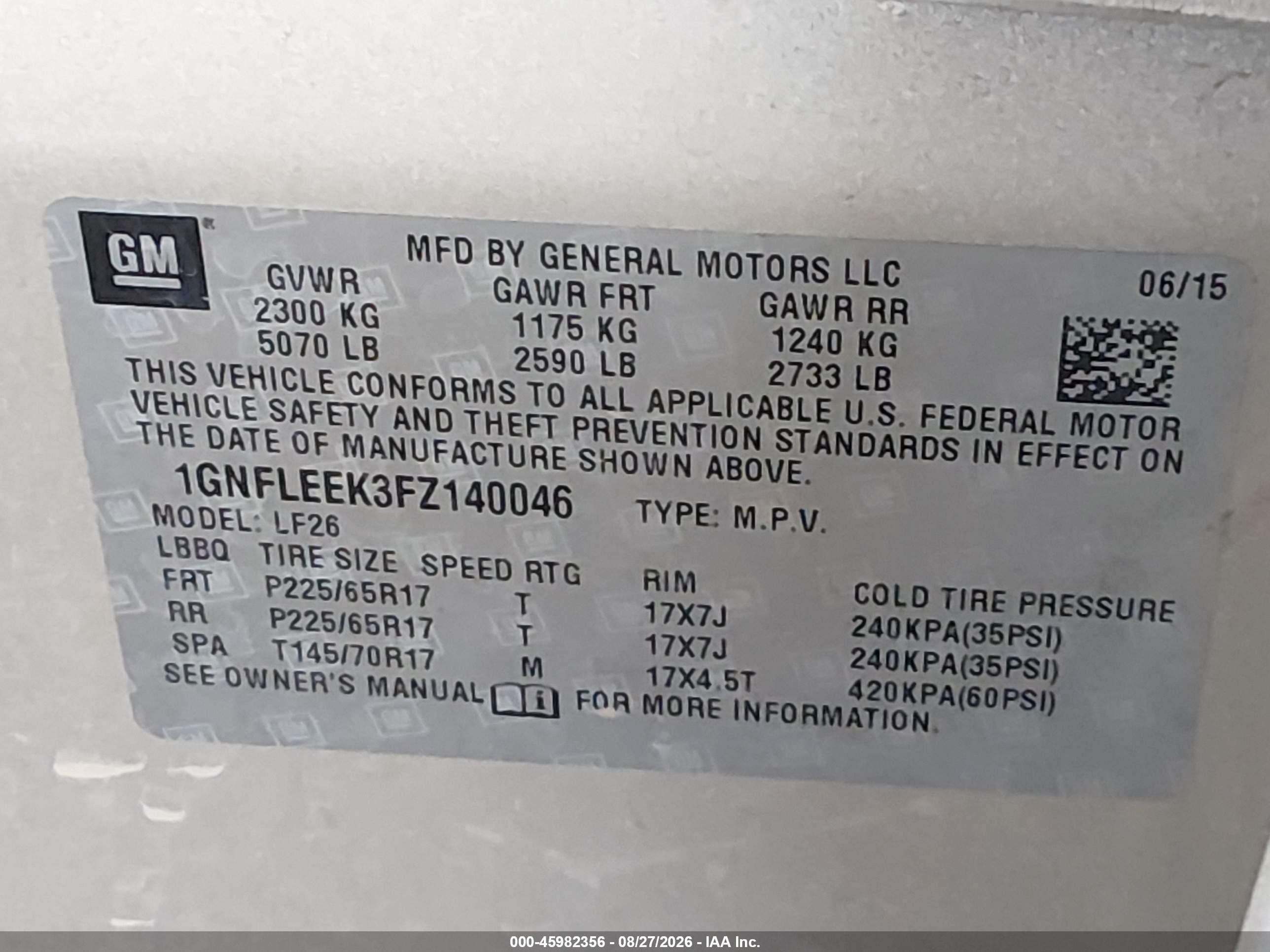 2015 Chevrolet Equinox Ls Cream vin: 1GNFLEEK3FZ140046