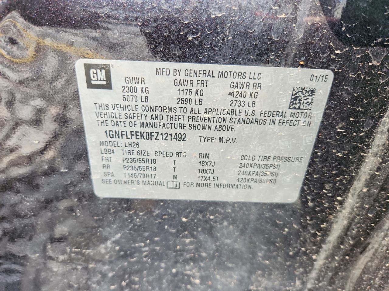 2015 Chevrolet Equinox Lt Black vin: 1GNFLFEK0FZ121492