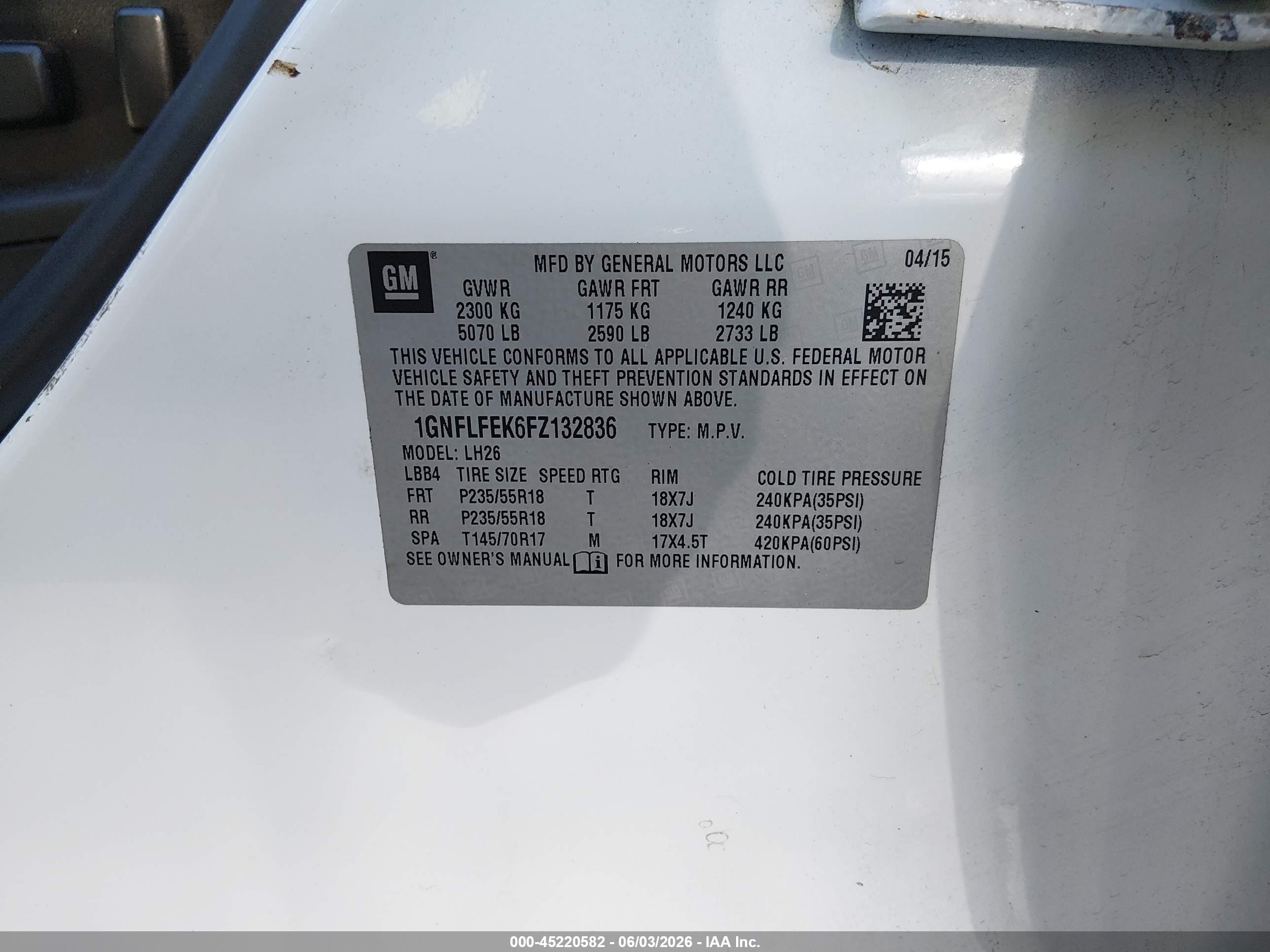 2015 Chevrolet Equinox 1lt White vin: 1GNFLFEK6FZ132836