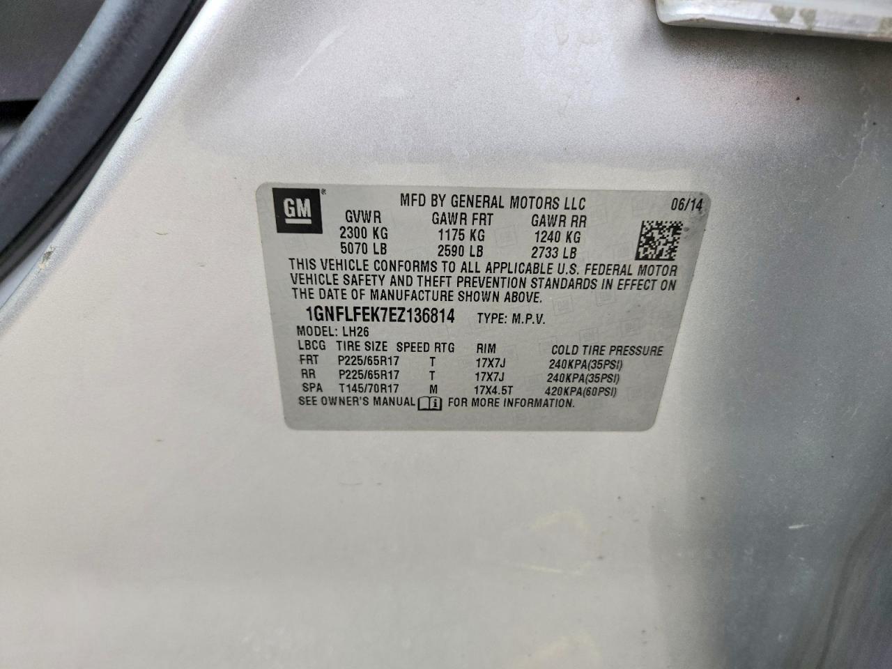 2014 Chevrolet Equinox Lt Gray vin: 1GNFLFEK7EZ136814