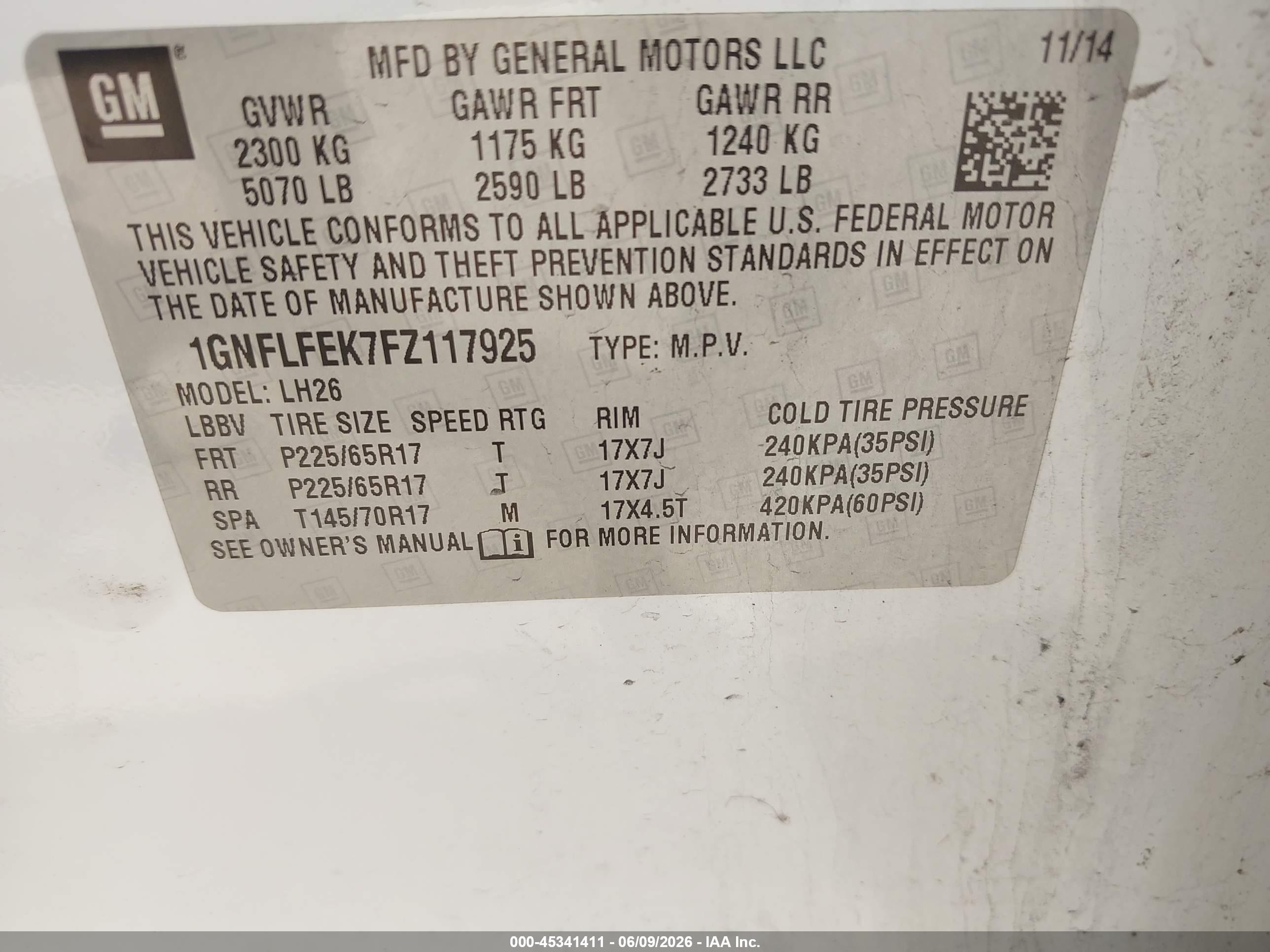 2015 Chevrolet Equinox 1lt White vin: 1GNFLFEK7FZ117925