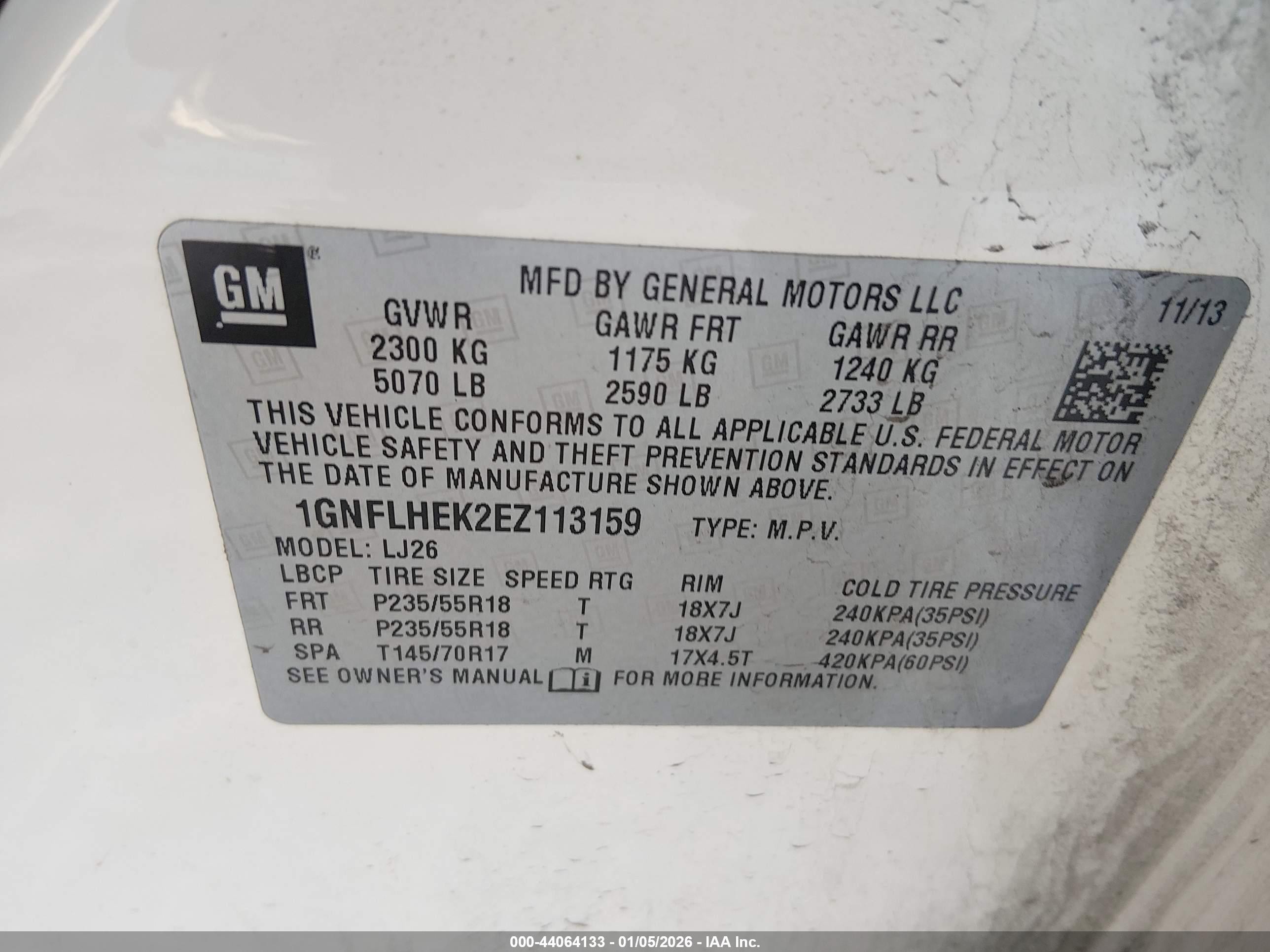 2014 Chevrolet Equinox Ltz White vin: 1GNFLHEK2EZ113159