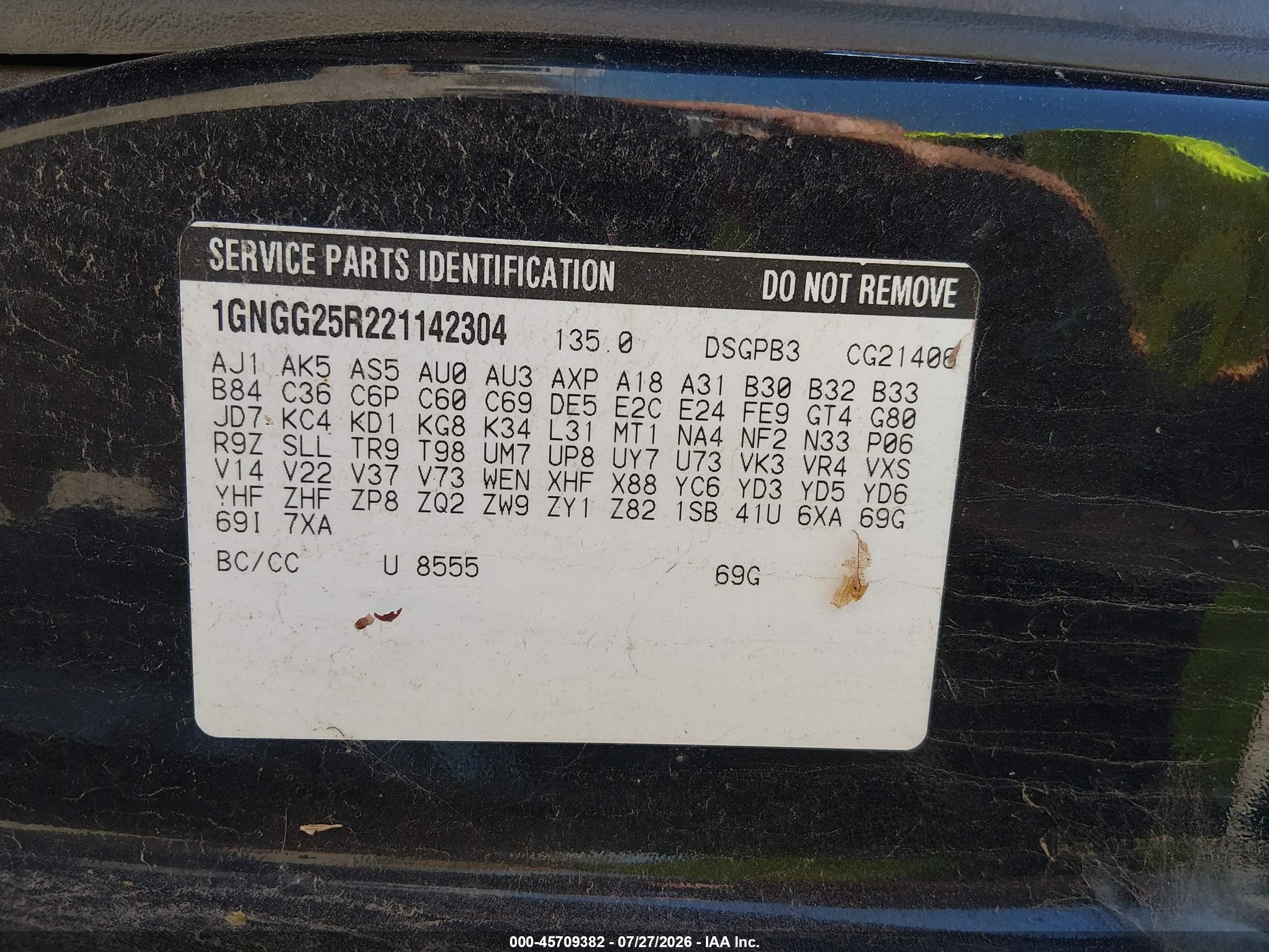 2002 Chevrolet Express Van   Black vin: 1GNGG25R221142304