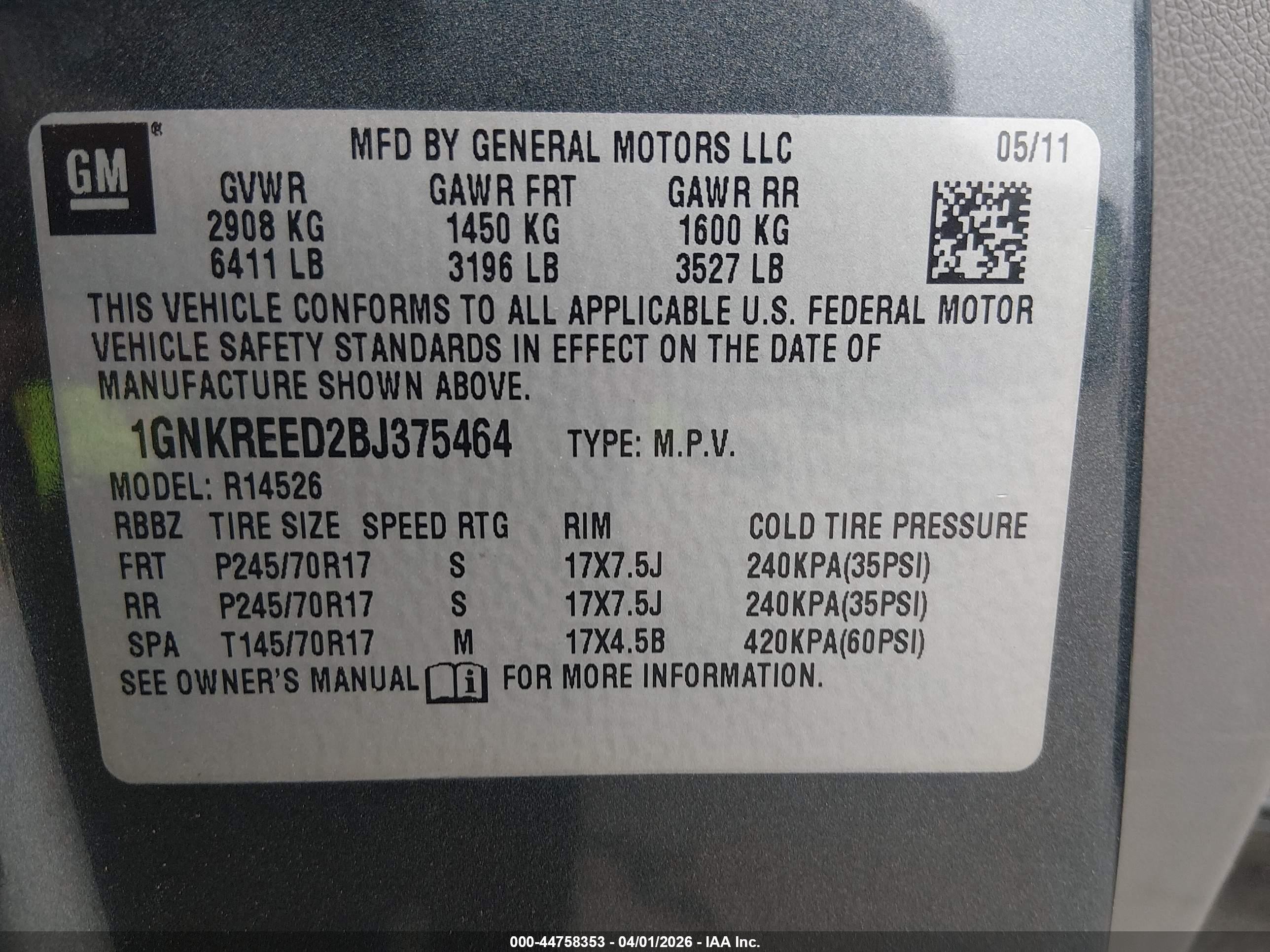 2011 Chevrolet Traverse Ls Gray vin: 1GNKREED2BJ375464