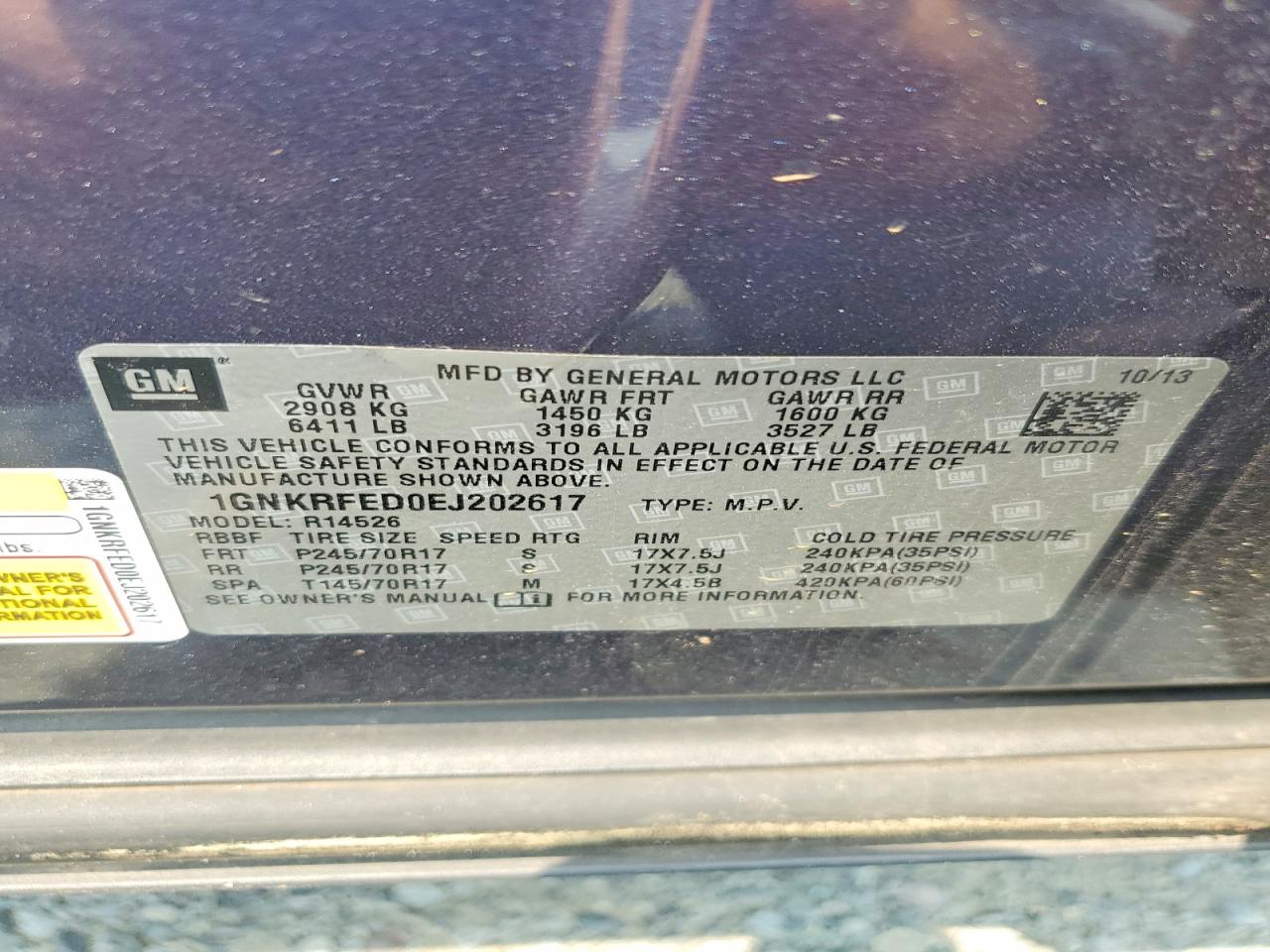 2014 Chevrolet Traverse Ls Purple vin: 1GNKRFED0EJ202617