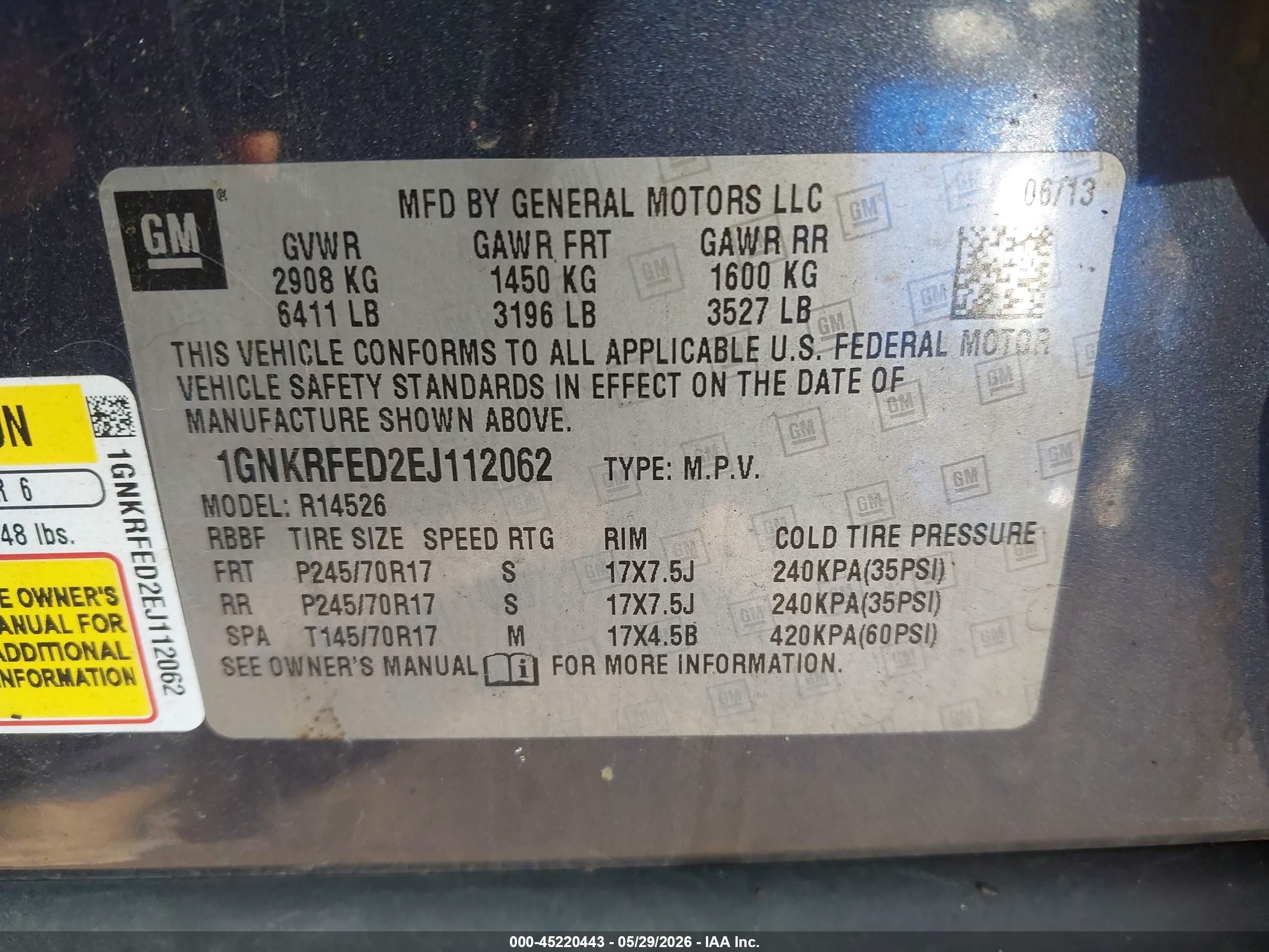 2014 Chevrolet Traverse Ls Blue vin: 1GNKRFED2EJ112062