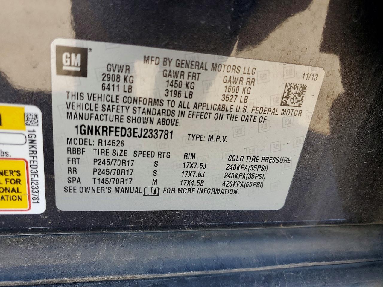 2014 Chevrolet Traverse Ls Charcoal vin: 1GNKRFED3EJ233781