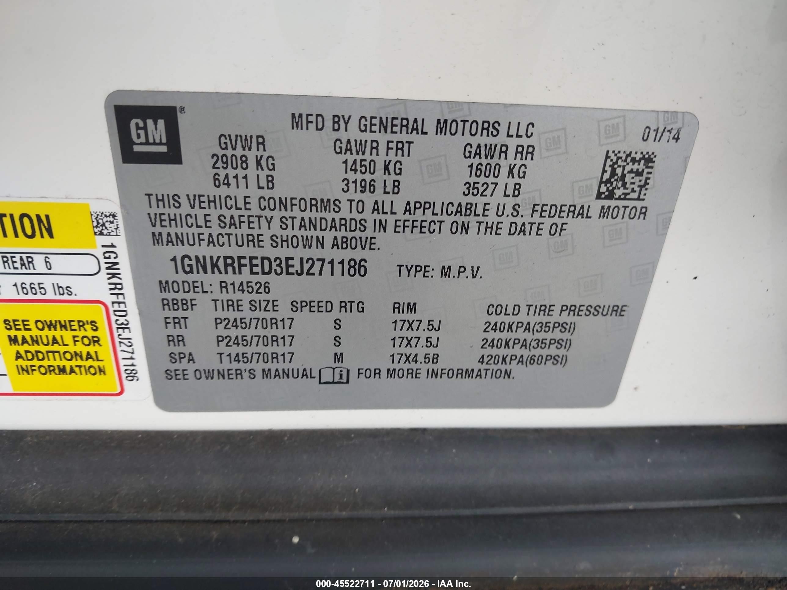 2014 Chevrolet Traverse Ls White vin: 1GNKRFED3EJ271186