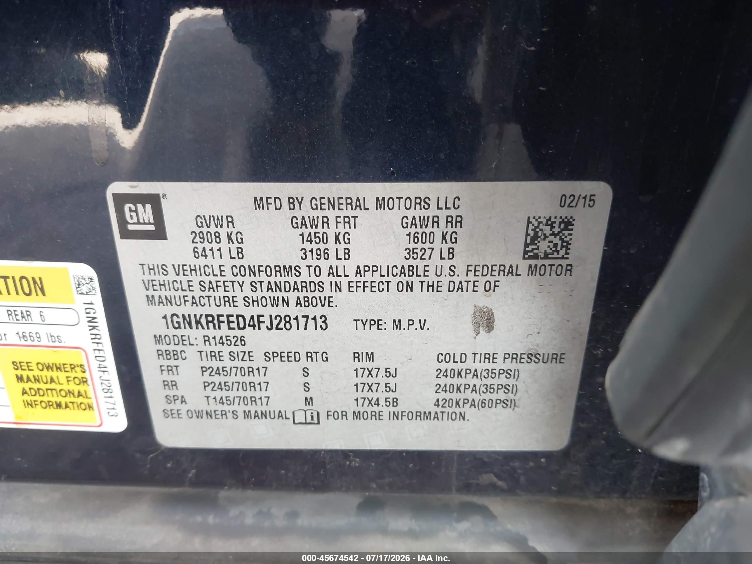2015 Chevrolet Traverse Ls Blue vin: 1GNKRFED4FJ281713