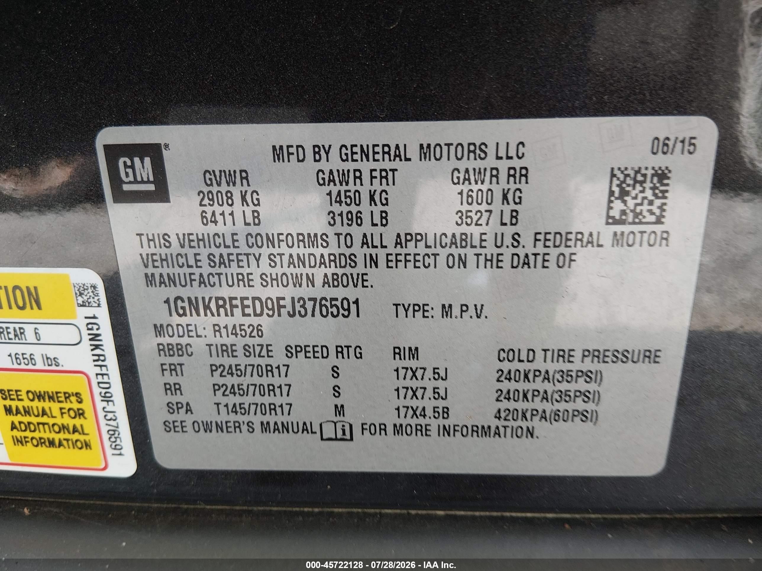 2015 Chevrolet Traverse Ls Dark Brown vin: 1GNKRFED9FJ376591