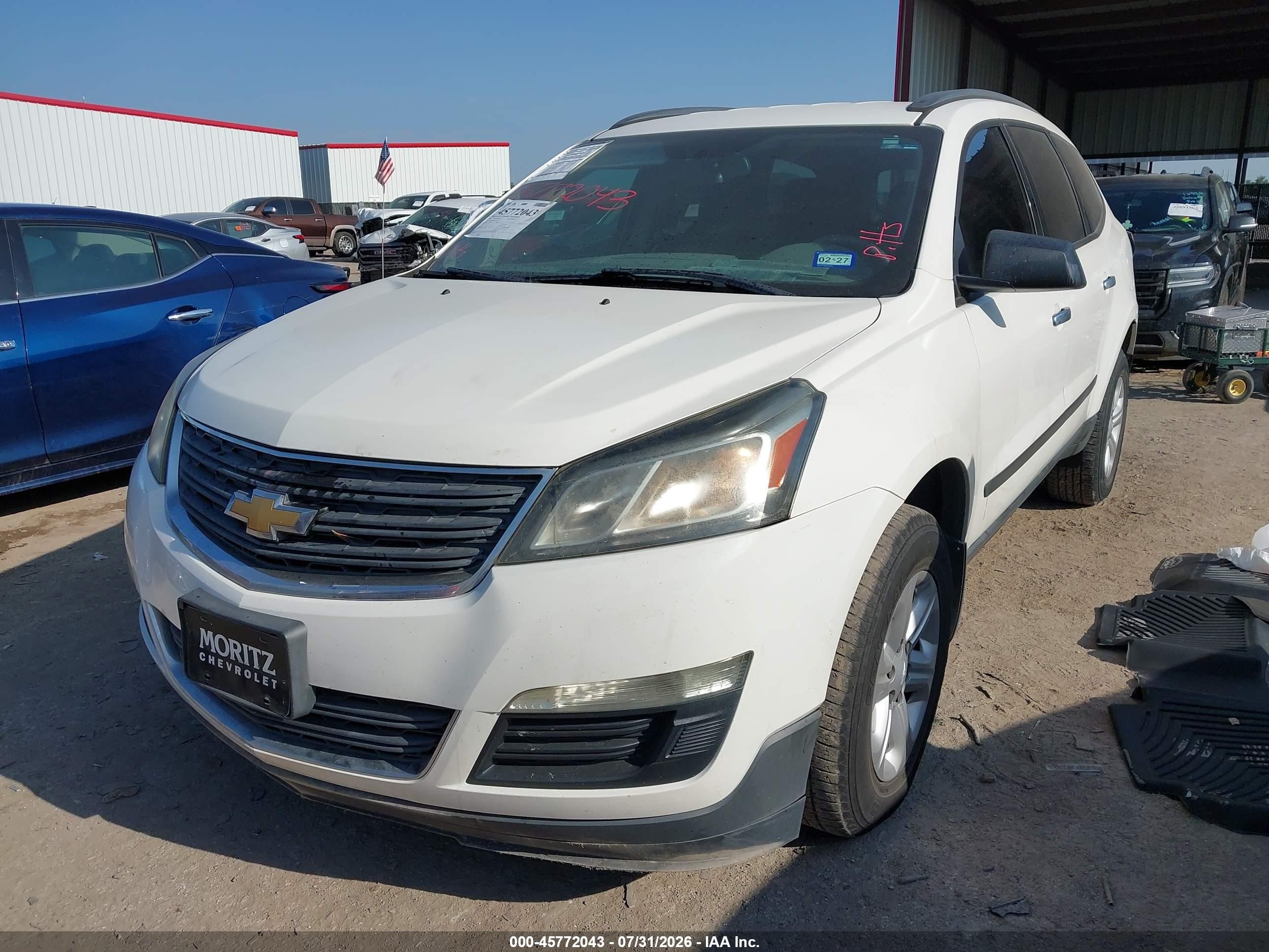2014 Chevrolet Traverse Ls White vin: 1GNKRFKD8EJ277599