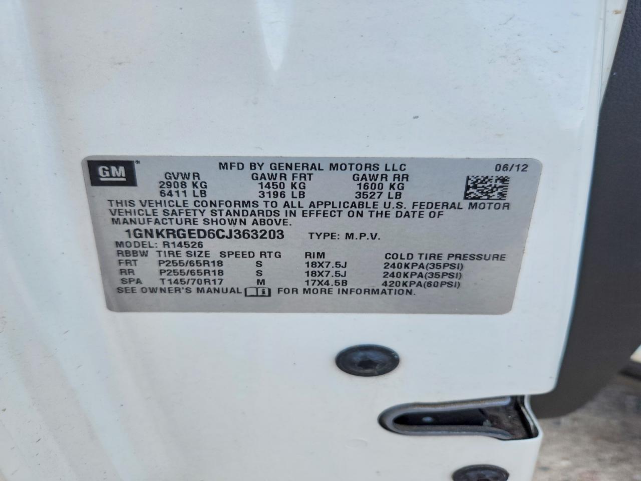 2012 Chevrolet Traverse Lt White vin: 1GNKRGED6CJ363203