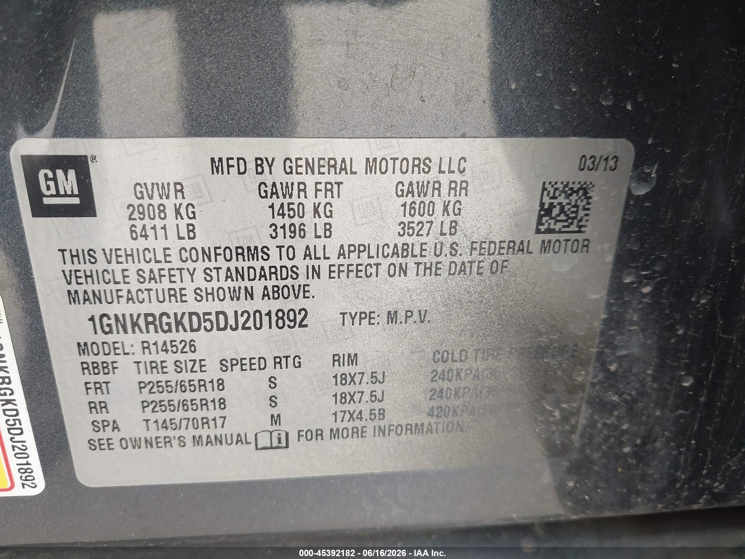 2013 Chevrolet Traverse 1lt Gray vin: 1GNKRGKD5DJ201892