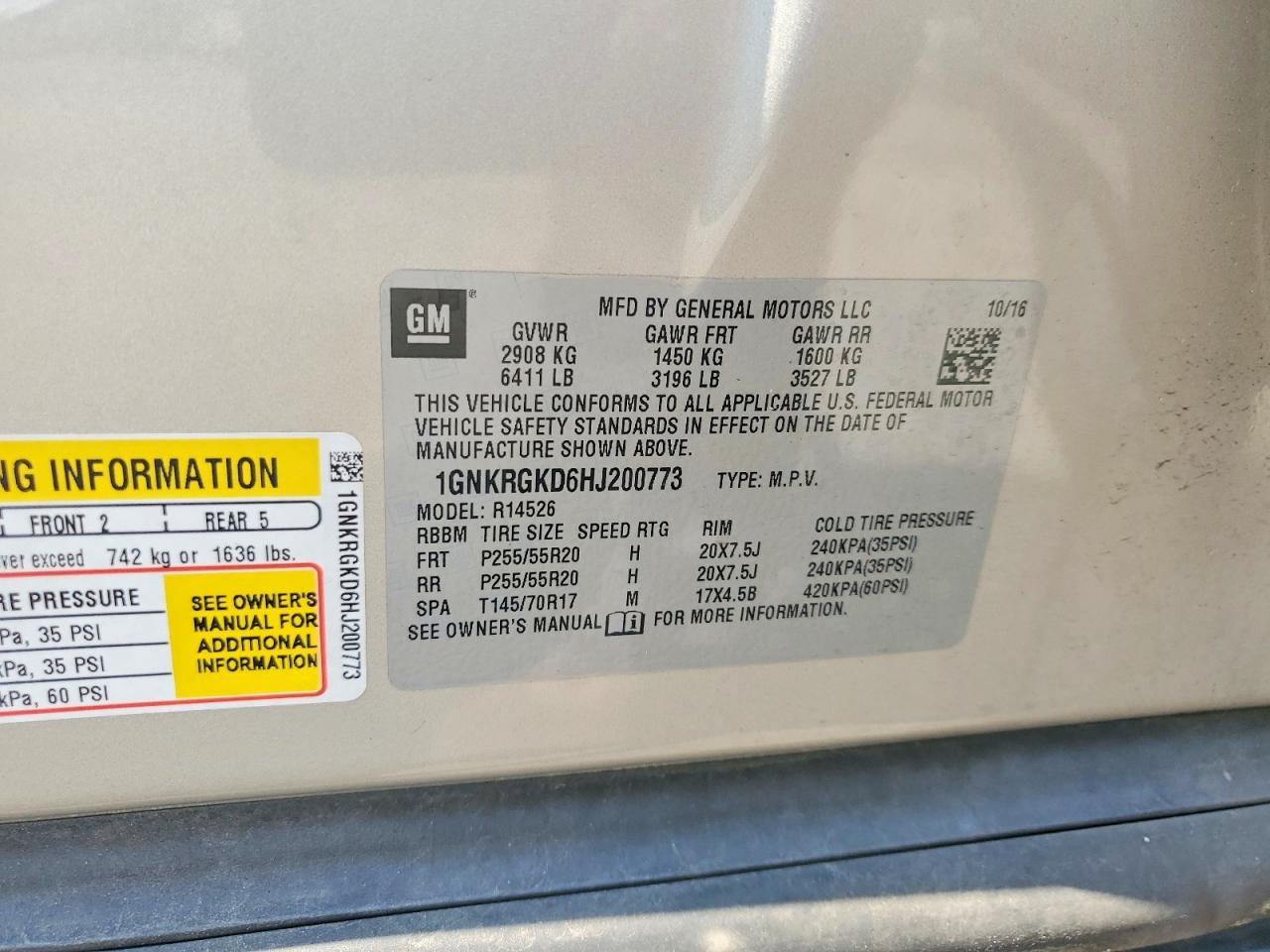 2017 Chevrolet Traverse Lt Золотой vin: 1GNKRGKD6HJ200773