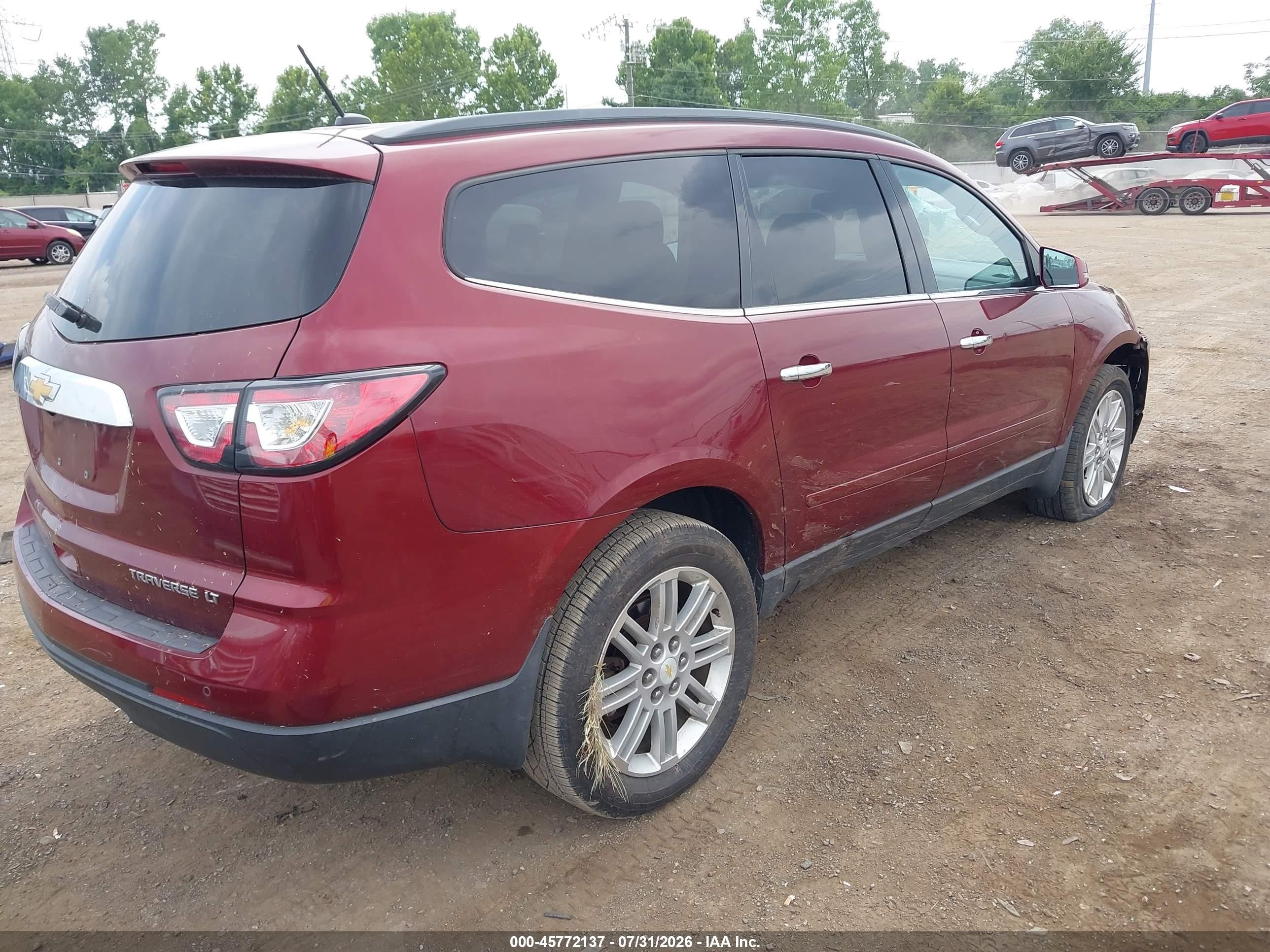 2015 Chevrolet Traverse Lt Burgundy vin: 1GNKRGKD7FJ361534