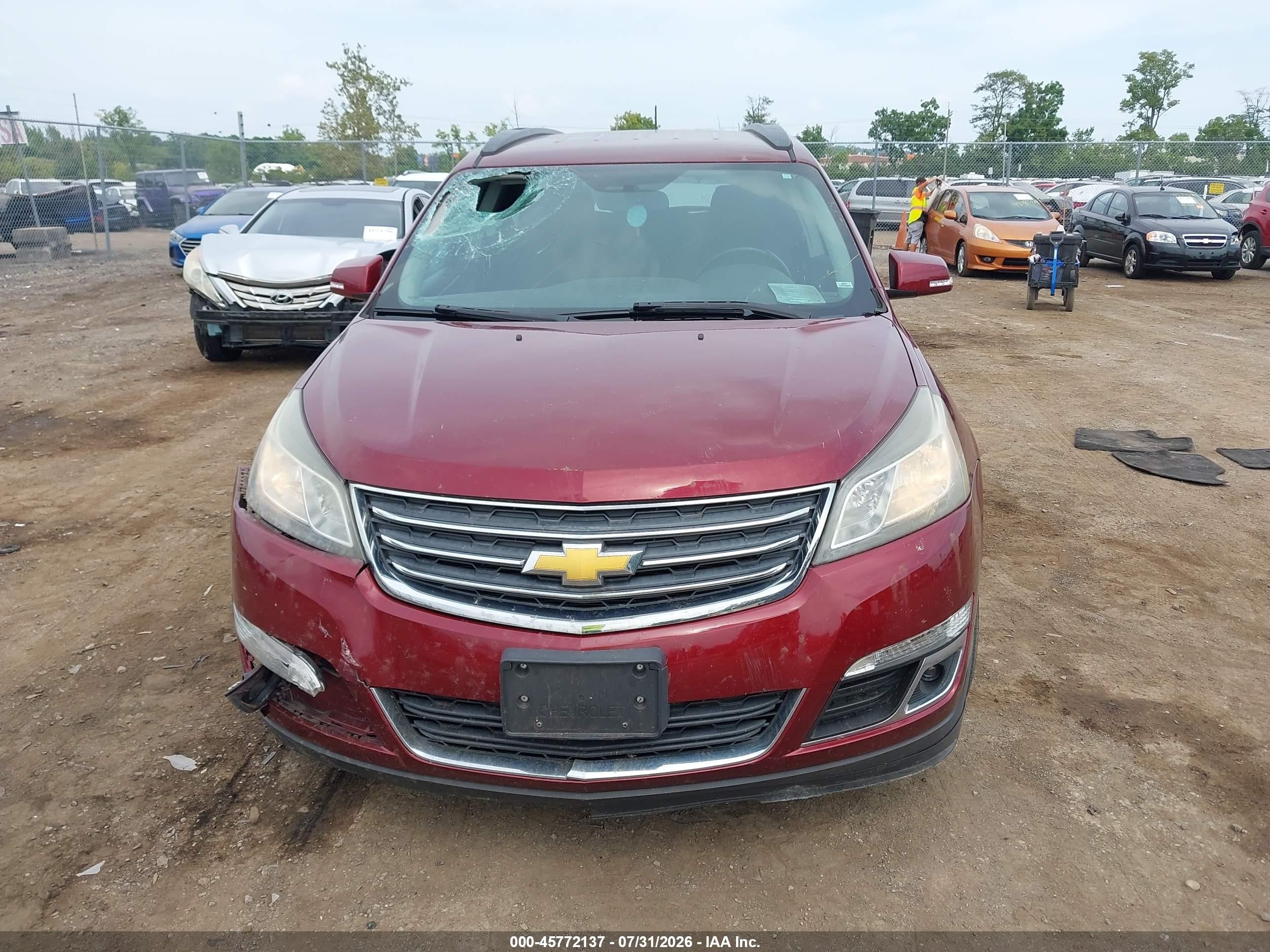 2015 Chevrolet Traverse Lt Burgundy vin: 1GNKRGKD7FJ361534