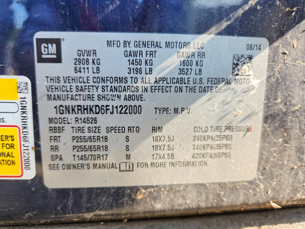 2015 Chevrolet Traverse Lt Синий vin: 1GNKRHKD6FJ122000