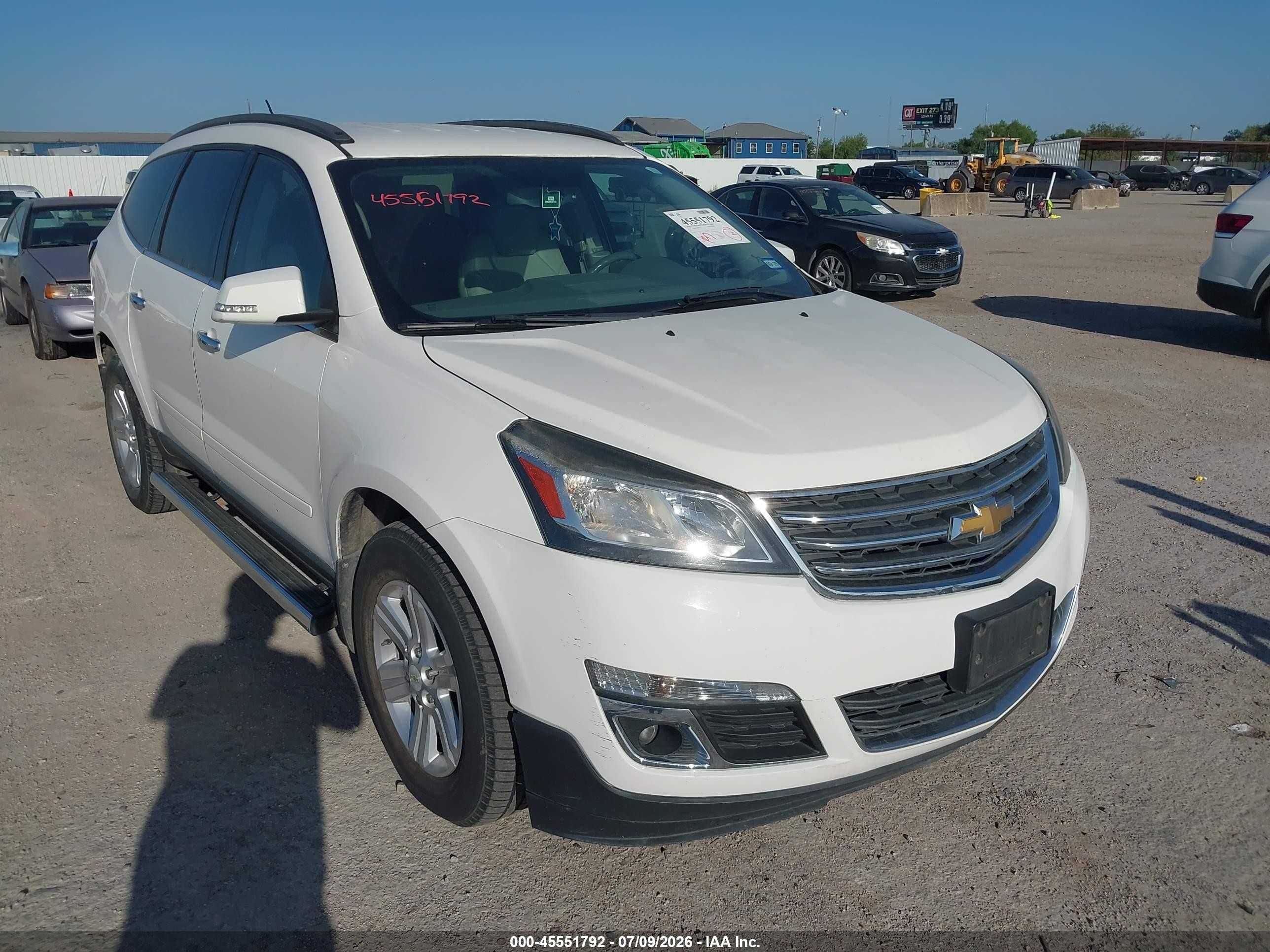 2013 Chevrolet Traverse Lt White vin: 1GNKRJKDXDJ235775