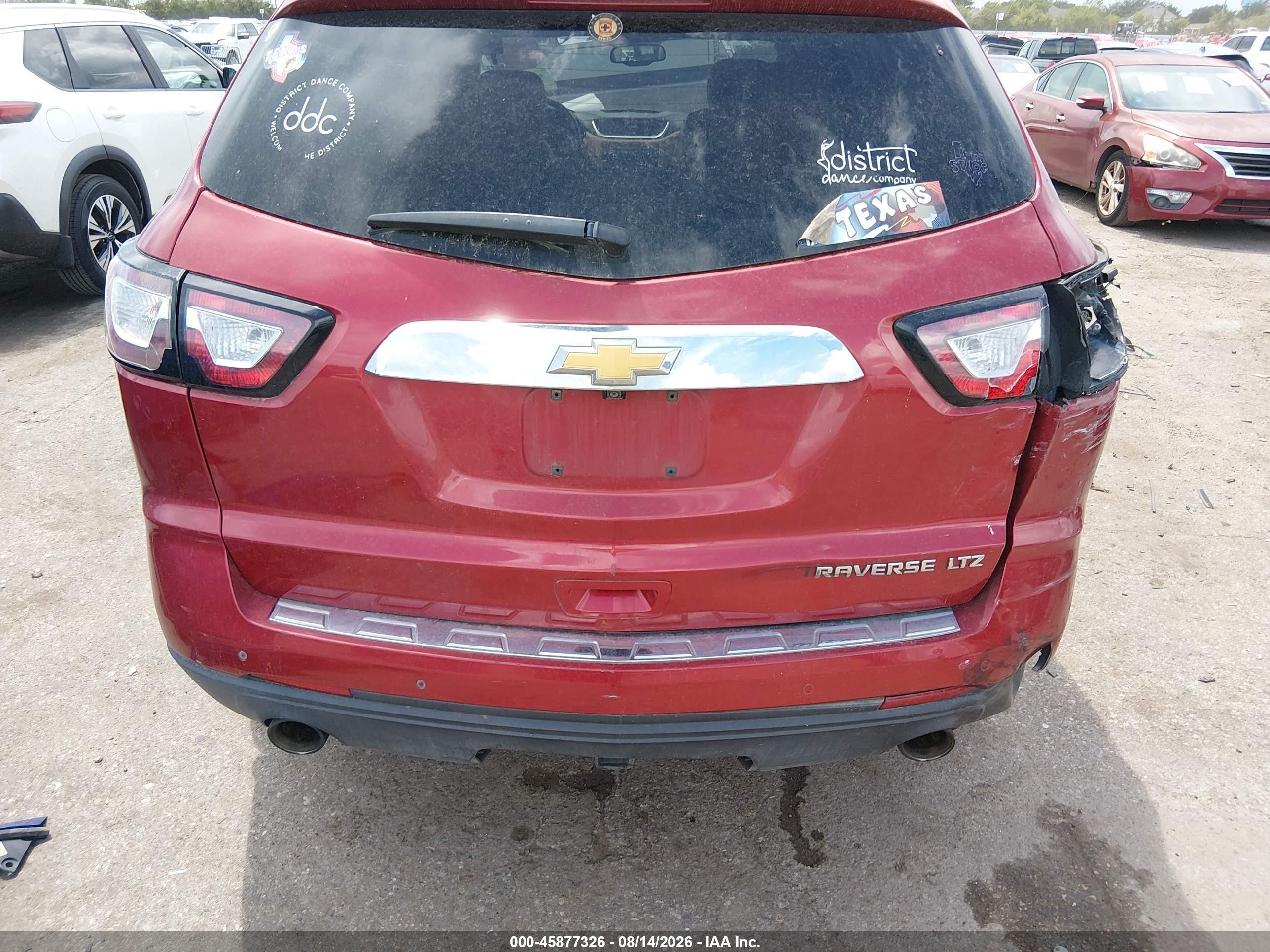 2013 Chevrolet Traverse Ltz Red vin: 1GNKRLKD0DJ130626