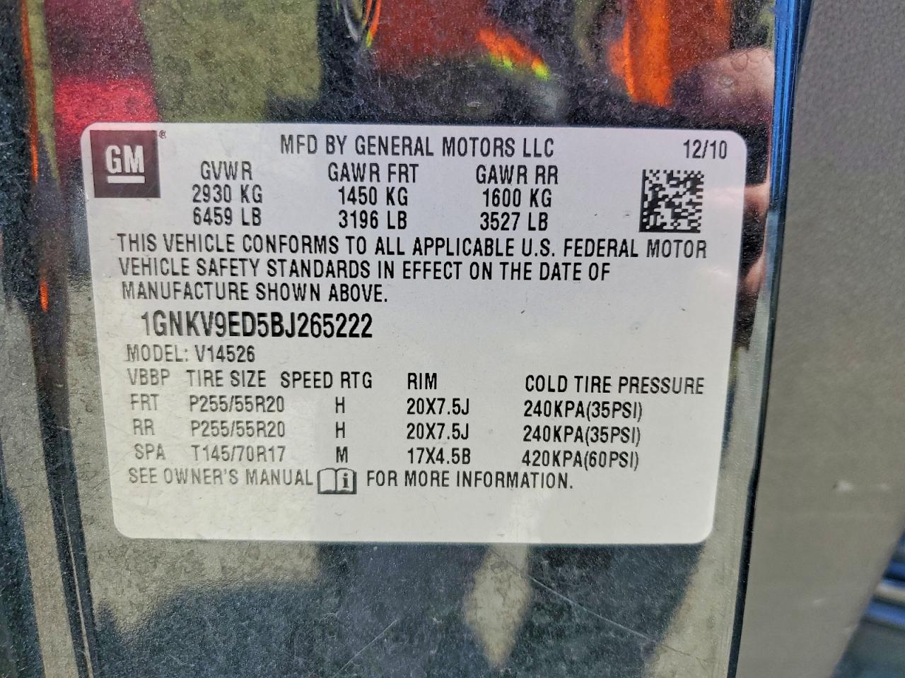 2011 Chevrolet Traverse Charcoal vin: 1GNKV9ED5BJ265222