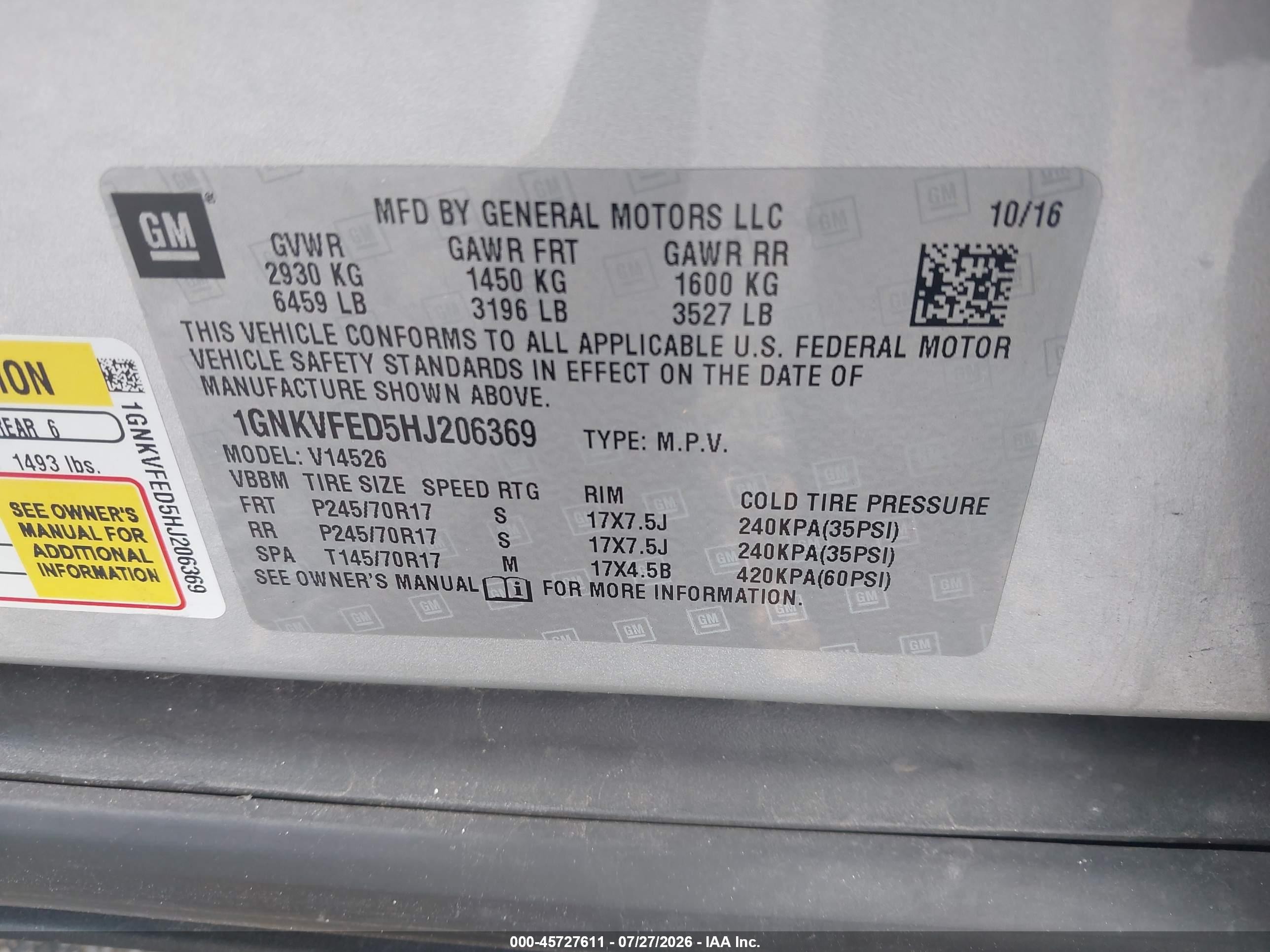 2017 Chevrolet Traverse Ls Silver vin: 1GNKVFED5HJ206369