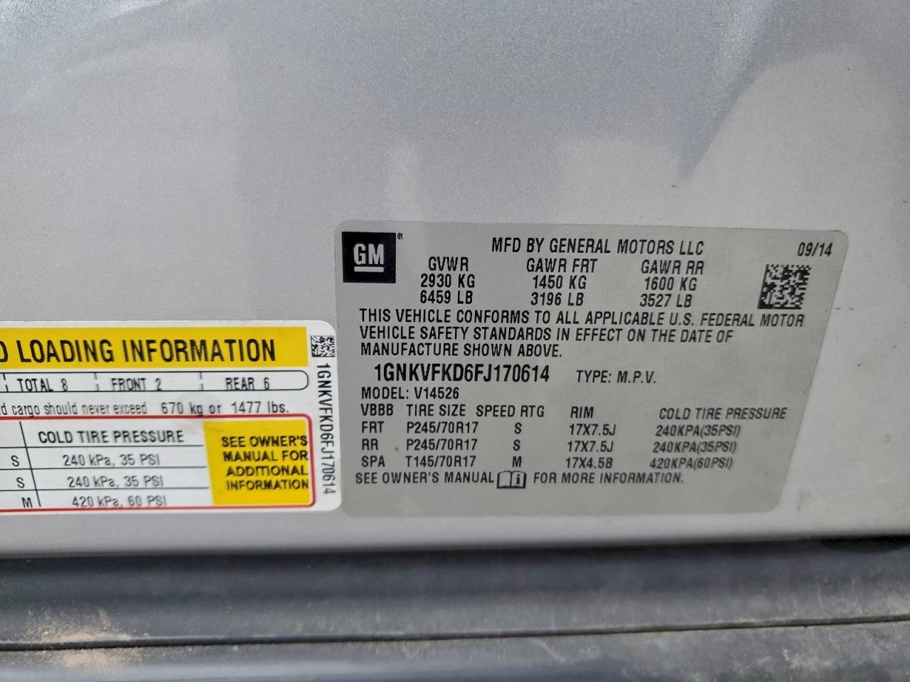2015 Chevrolet Traverse Ls Silver vin: 1GNKVFKD6FJ170614